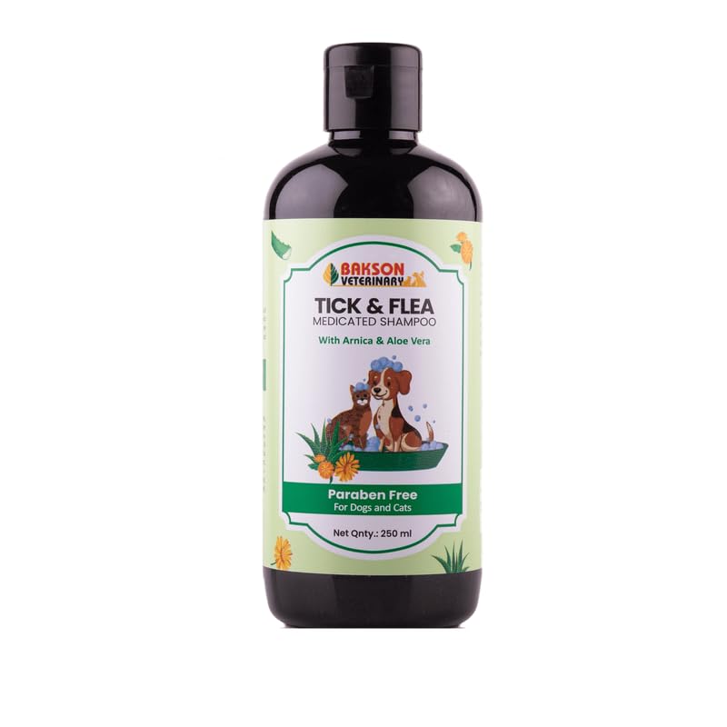 Bakson Veterinary pet tick and flea shampoo 250 ml bottle