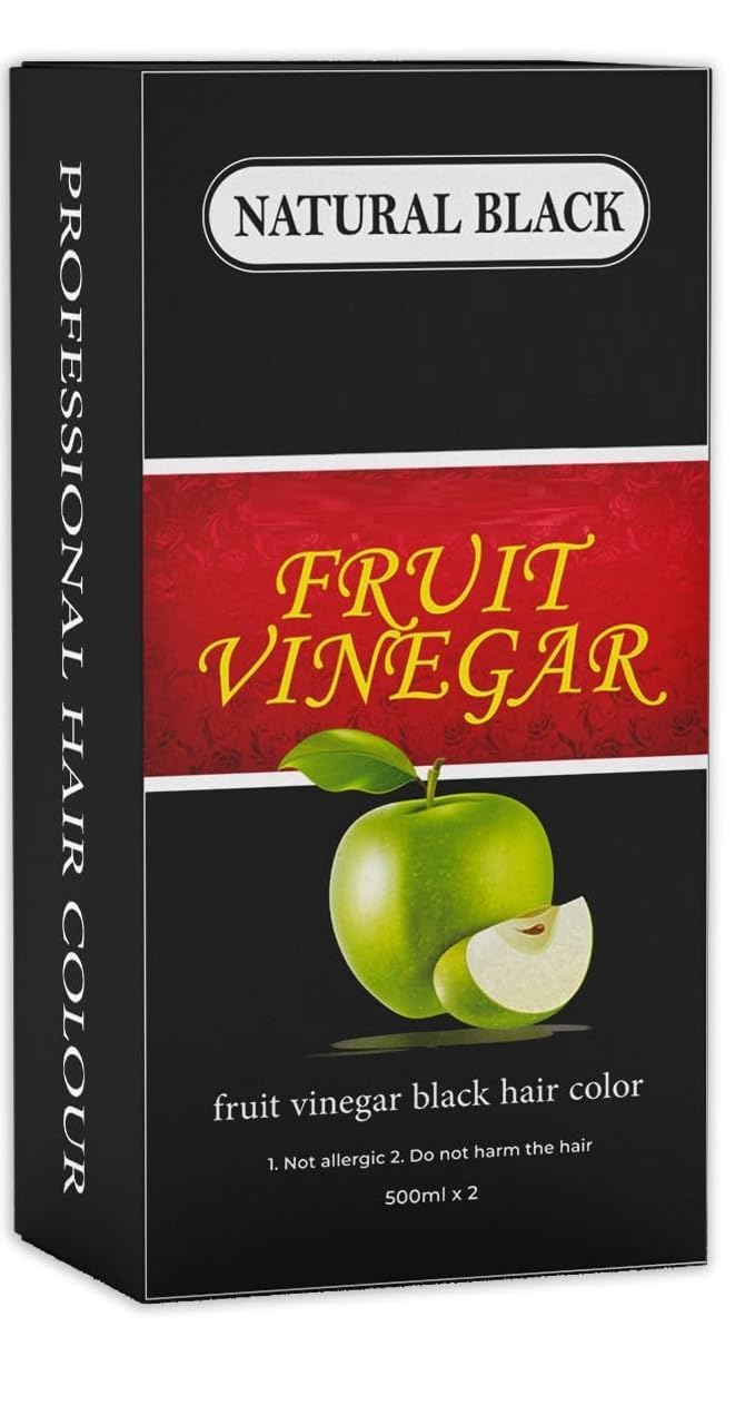 FRUIT VINEGAR Ammonia Free 10 Minutes Hair Color Colour Gel A + B 500 ML Each Black/Natural Black (H) – view 3