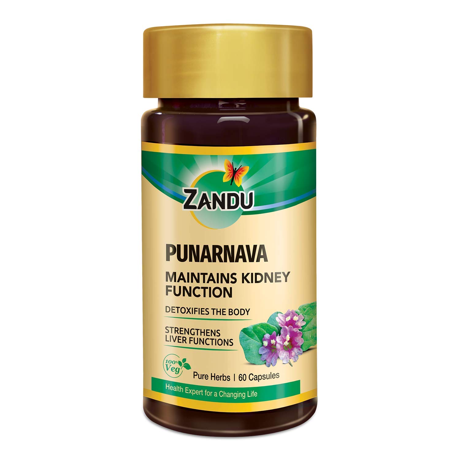 Zandu Punarnava herbal capsule bottle for urinary health support