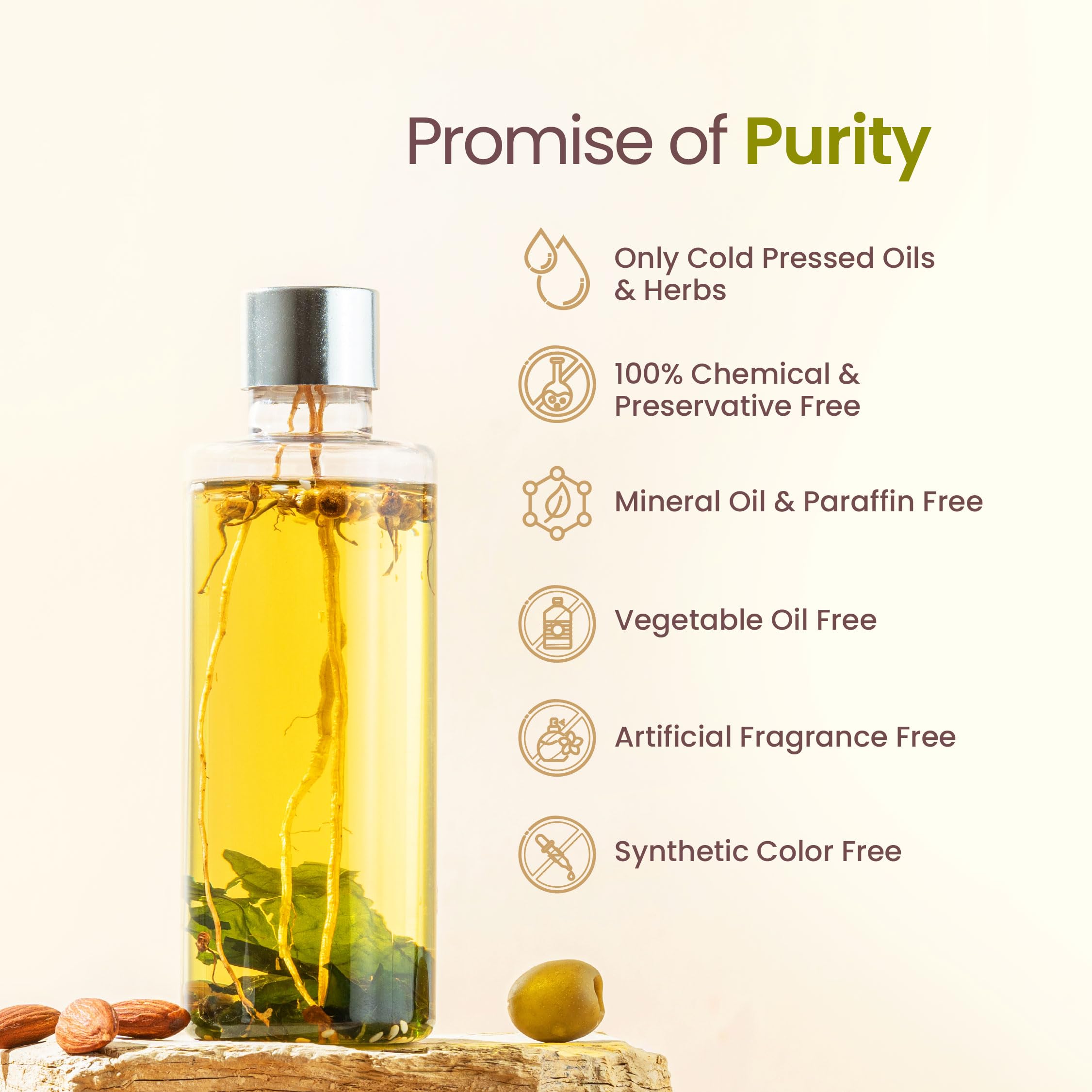 Nat Habit Olive Almond Light Hair Oil With Vitamin E for Women & Men, All Hair & Scalp Types, No Paraffin, Mineral Oil, Preservatives & Chemicals, 100ml – view 4