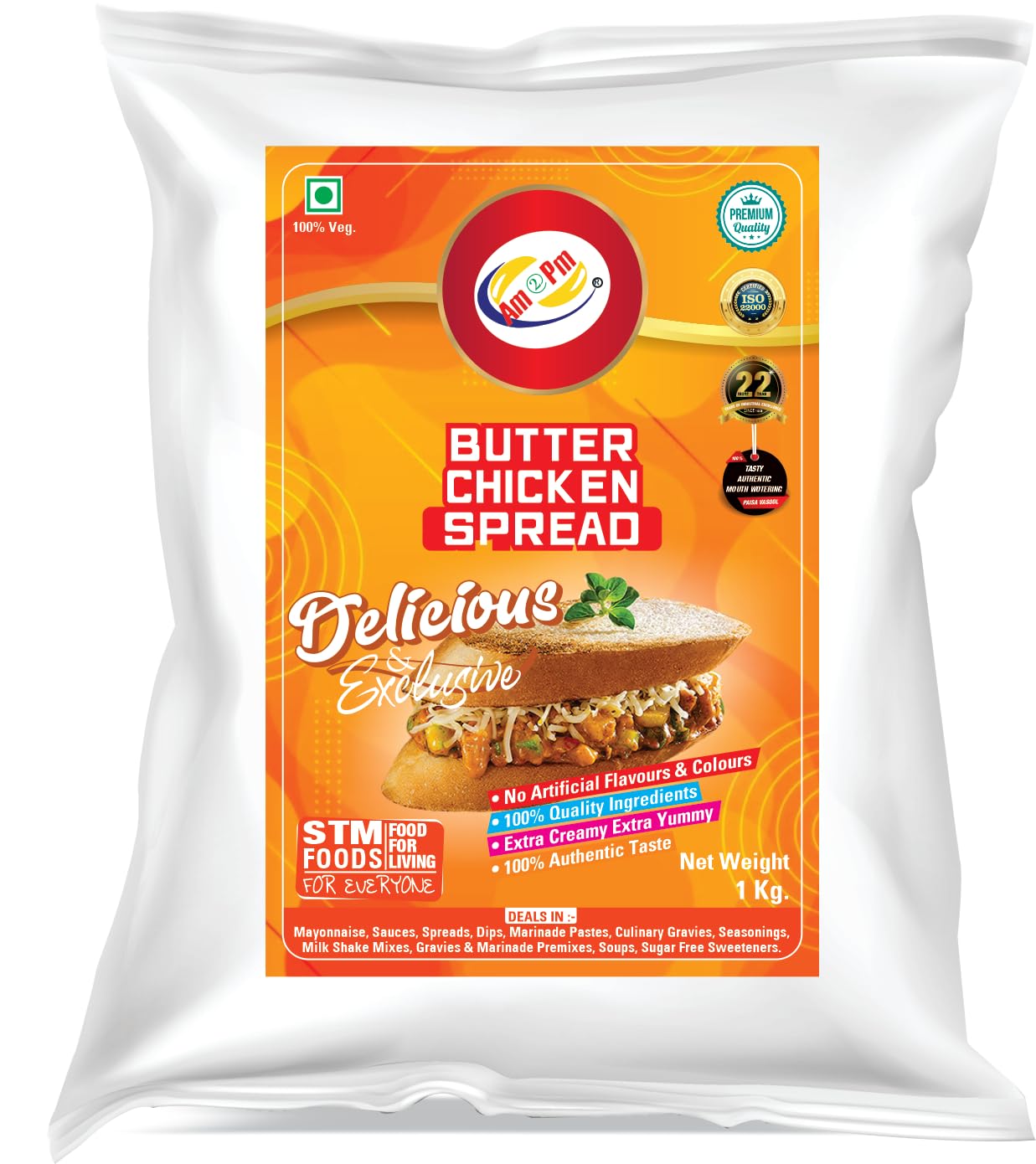 Creamy butter chicken spread in 1 kg pouch packaging