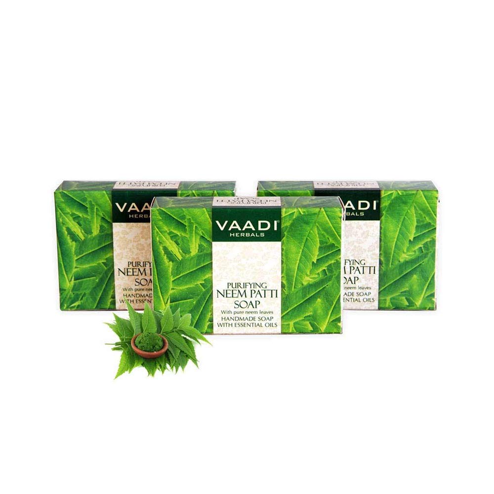 Vaadi Herbals neem soap bars with pure neem leaves