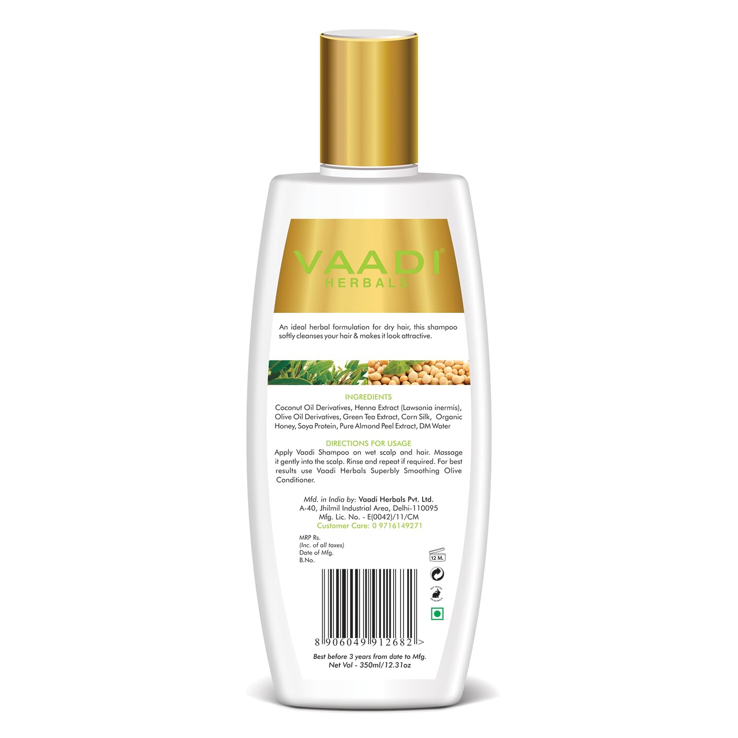 Vaadi Herbals Superbly Smoothing Heena Shampoo with Green Tea Extracts, 350g – view 2
