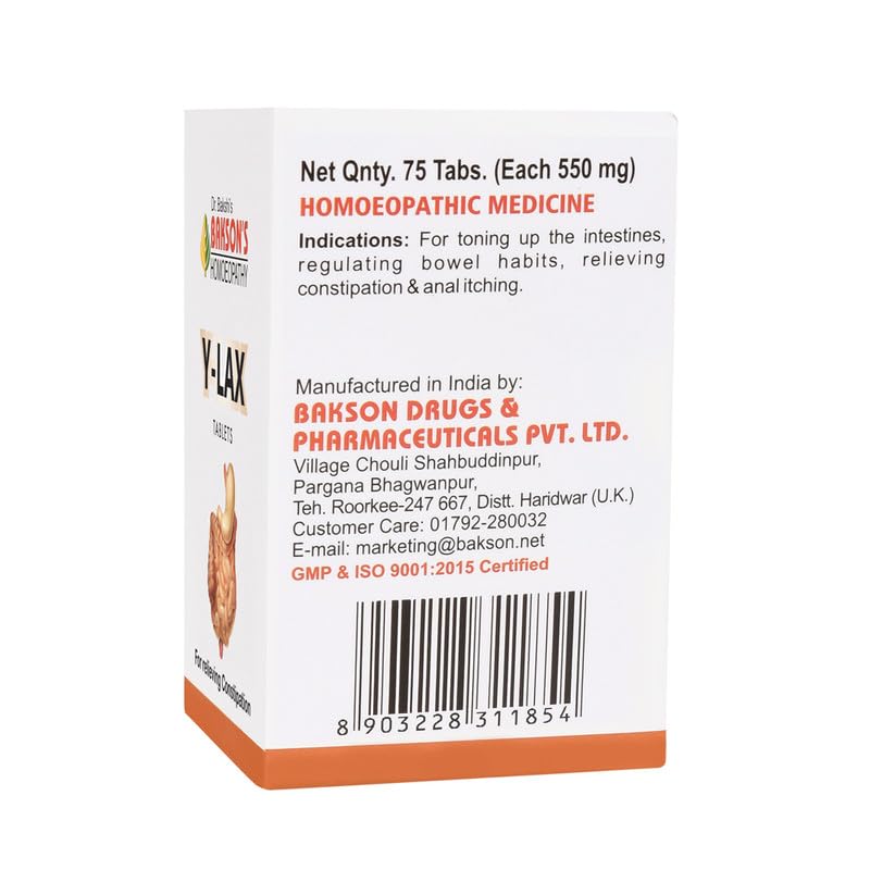 Dr. Bakshi's BAKSON'S HOMOEOPATHY Y-Lax-3-225 Tablets (3 Pack of 75 Units) – view 3