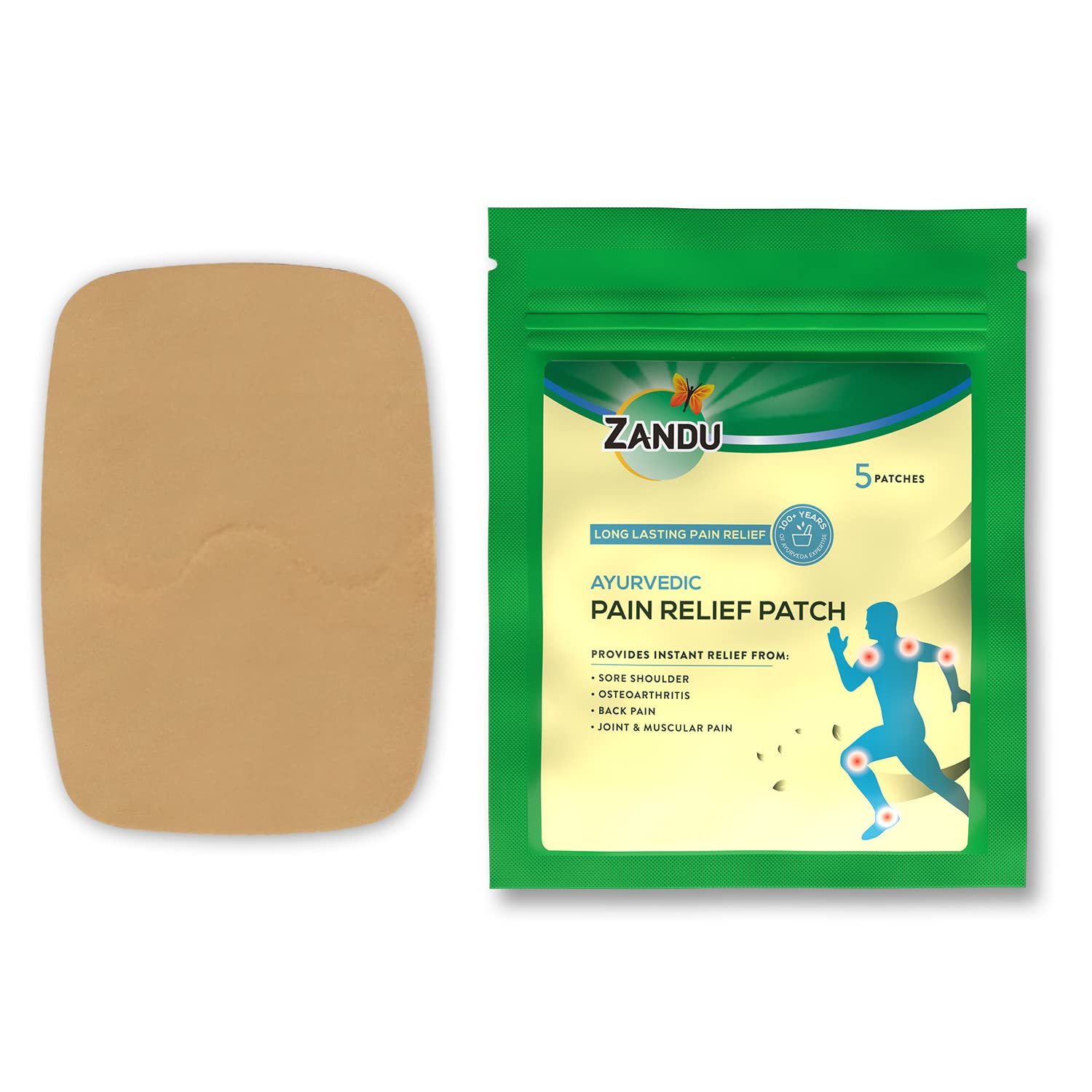 Front pack of Zandu Ayurvedic pain relief patches