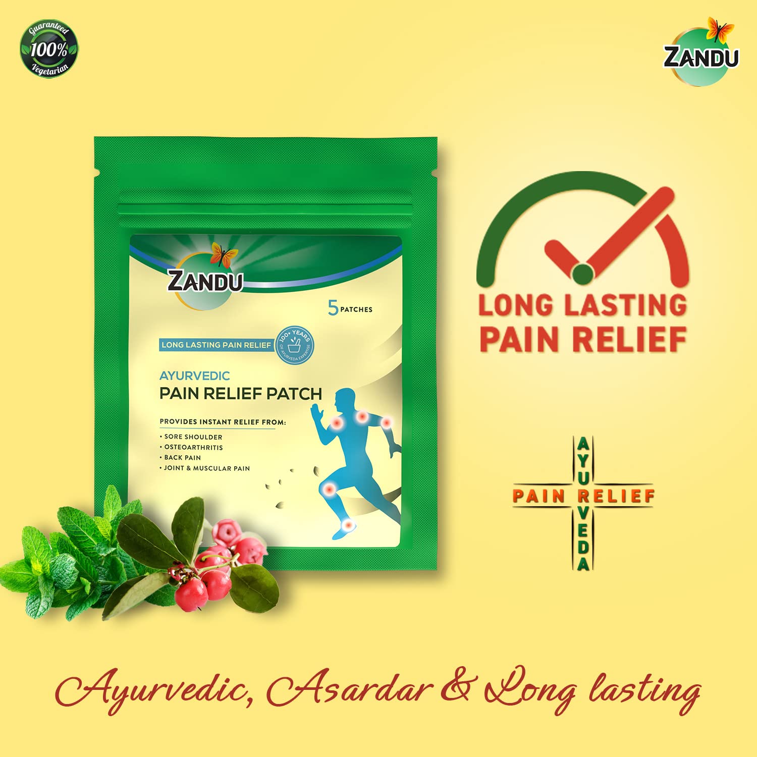 Zandu Ayurvedic Pain Relief Patch (Pack of 5 Patches) - A Specially Designed Pain Patch for Reducing Joint & Muscular Pain – view 4