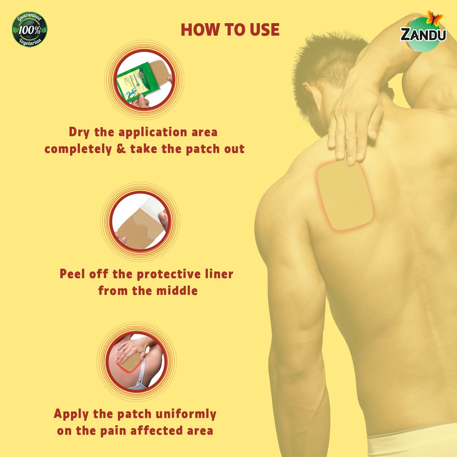 Zandu Ayurvedic Pain Relief Patch (Pack of 5 Patches) - A Specially Designed Pain Patch for Reducing Joint & Muscular Pain – view 6
