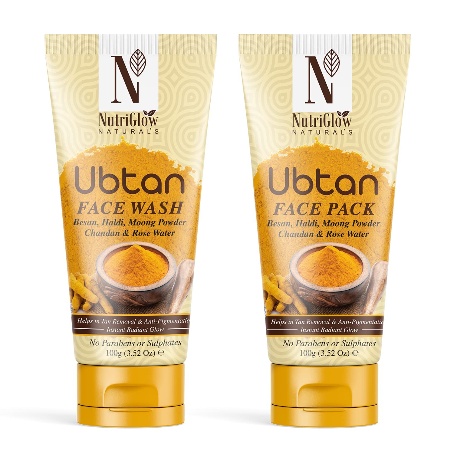 NutriGlow Natural's ubtan wash and pack set, 100g each