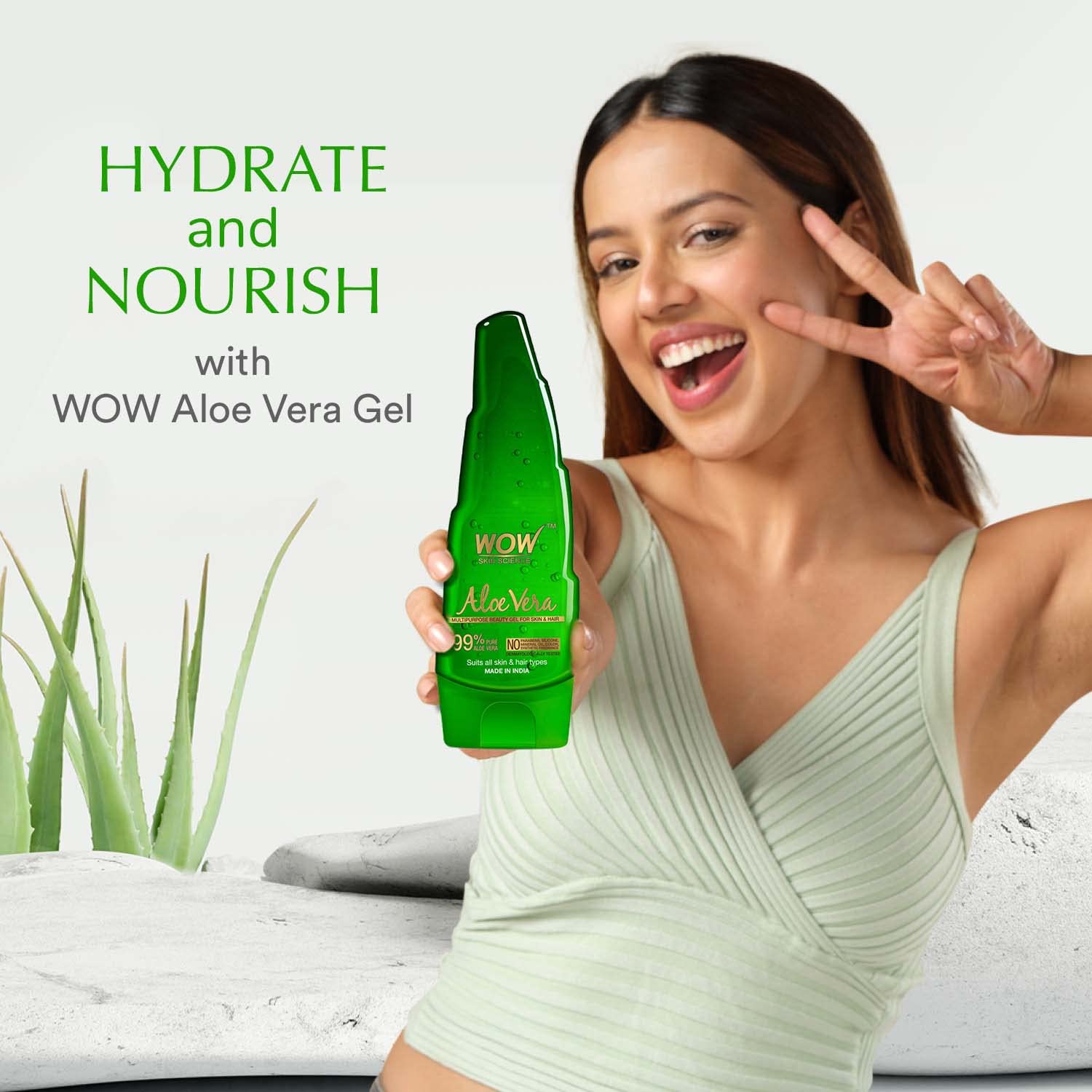WOW Skin Science Aloe Vera Multipurpose Beauty Gel for Skin and Hair, 250 ml – view 2