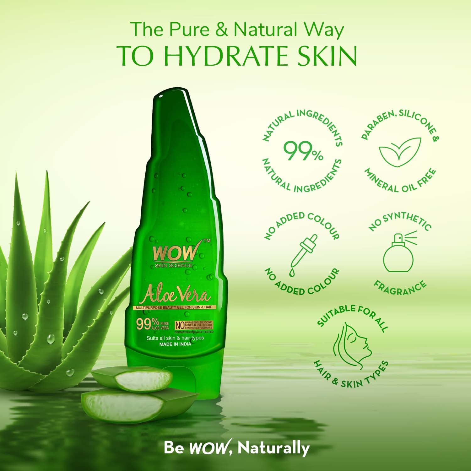 WOW Skin Science Aloe Vera Multipurpose Beauty Gel for Skin and Hair, 250 ml – view 6