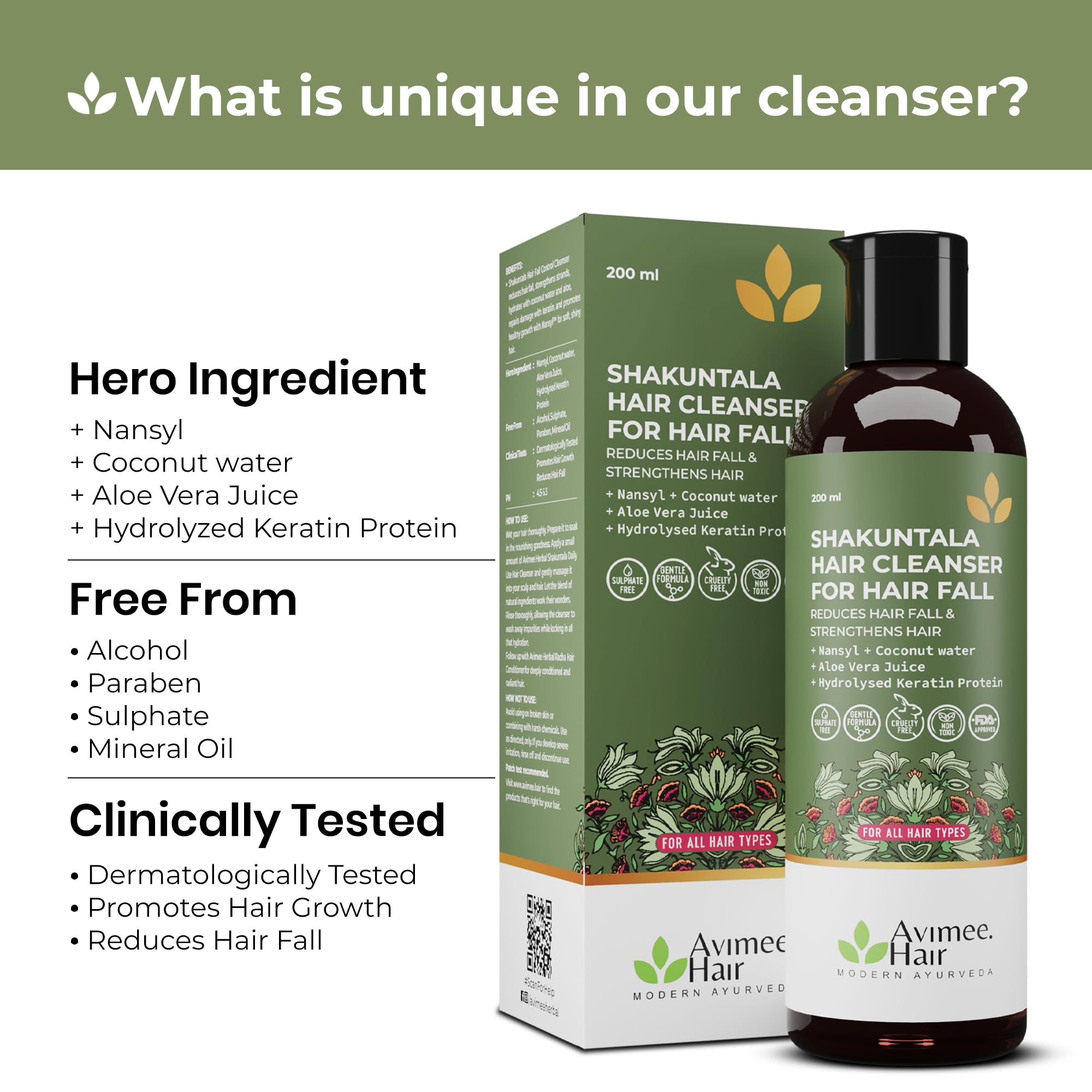 Avimee Herbal Shakuntala Hair Cleanser Shampoo For Hair Fall Control – view 2