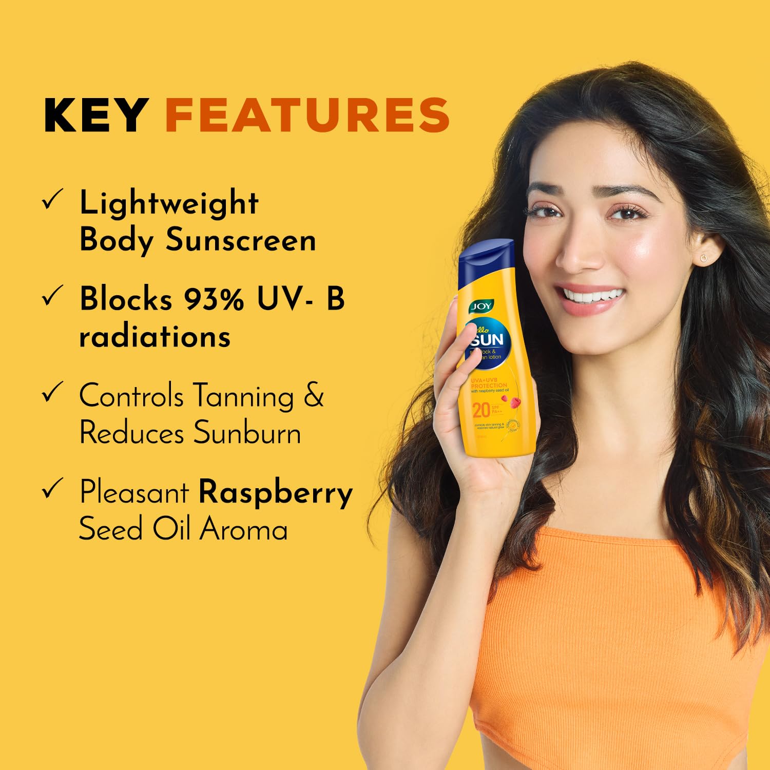 Joy Hello Sun Body Sunscreen Lotion SPF 20 PA++ (300ml x 2) INVIVO Tested, For Tan Control & Body Moisturization – view 2