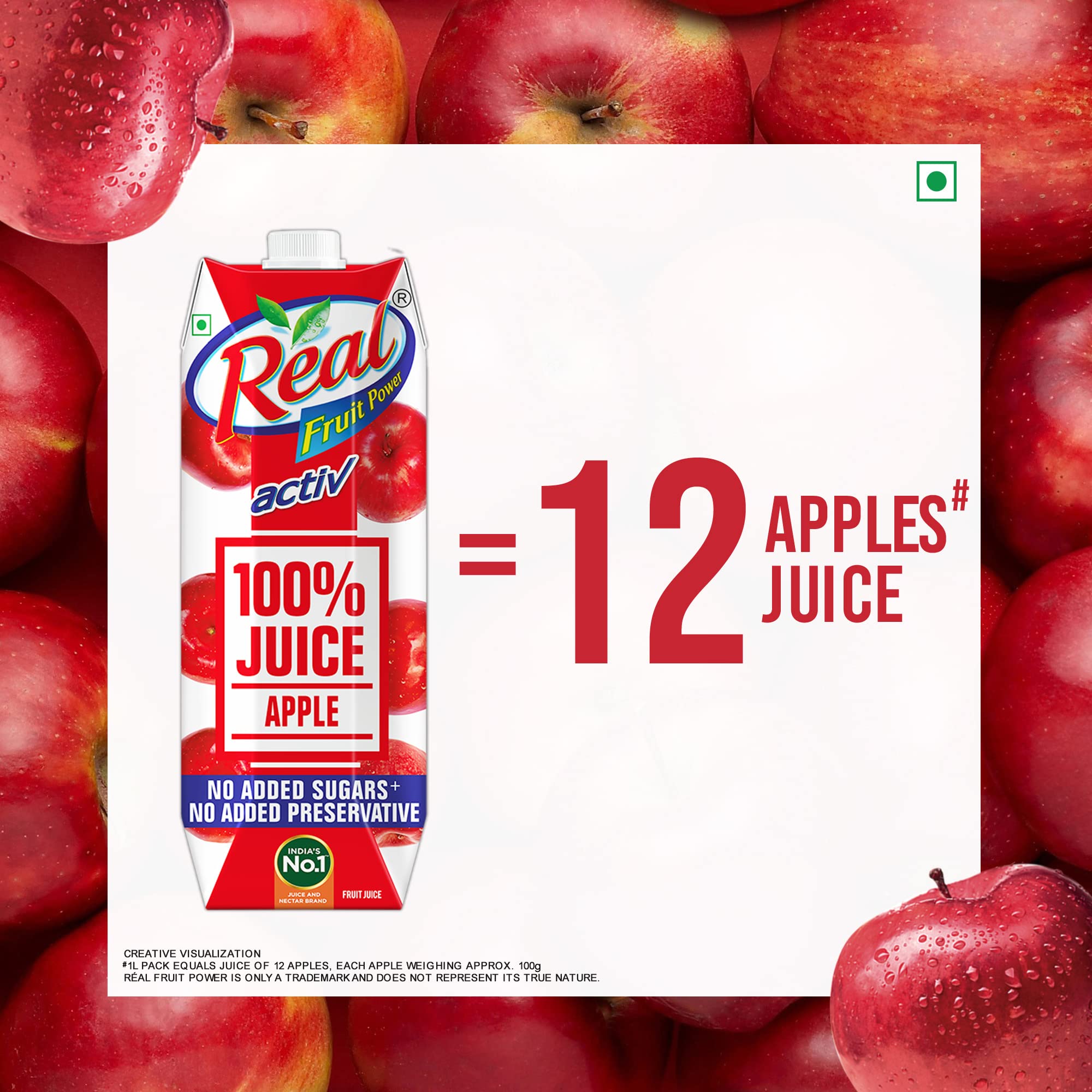 Real Activ 100% Apple Fruit Juice - 1L – view 6