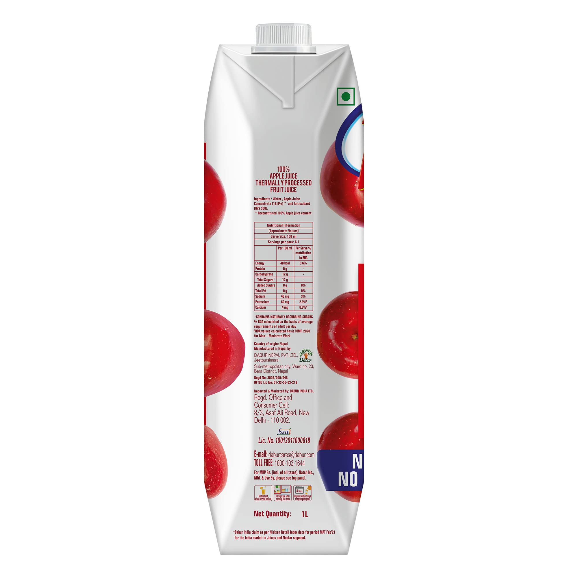 Real Activ 100% Apple Fruit Juice - 1L – view 7