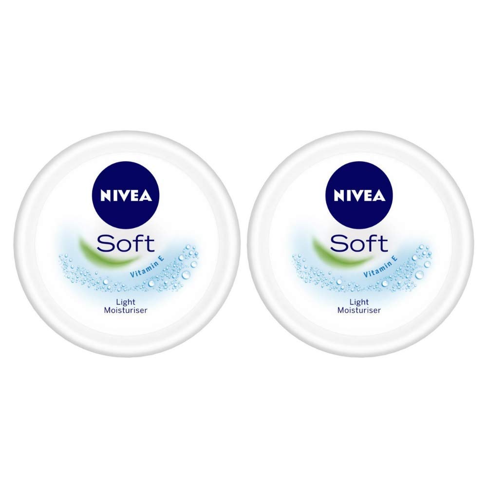 Two NIVEA Soft Light Moisturizing Cream 300ml jars front view