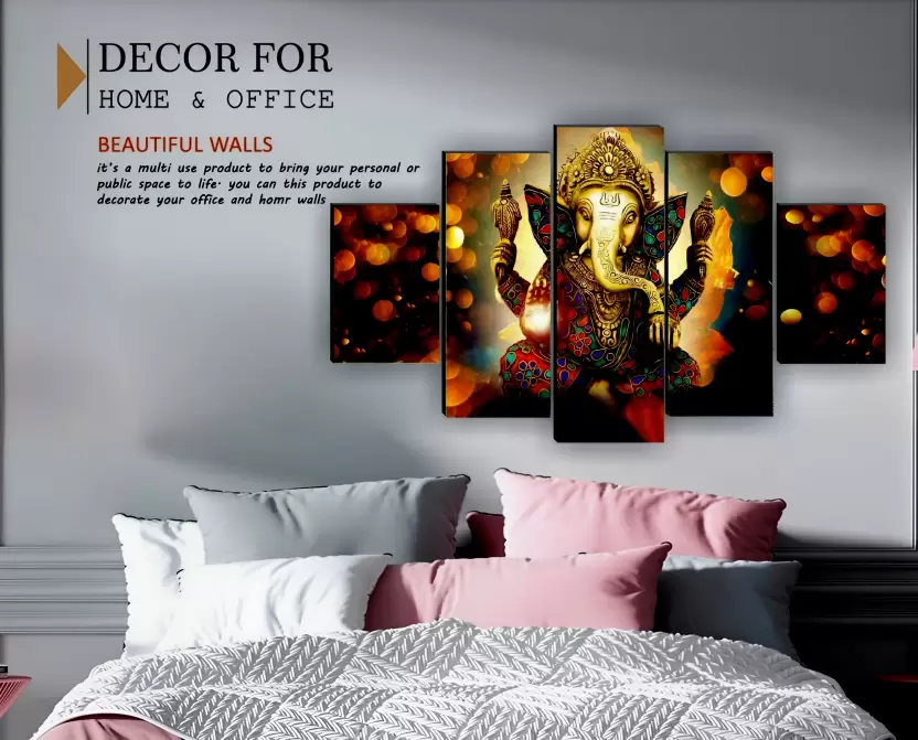 Lord Ganesha Art Print Self Adhesive MDF Painting Digital Reprint 18 inch x 30 inch Painting  (Without Frame, Pack of 5) – view 2