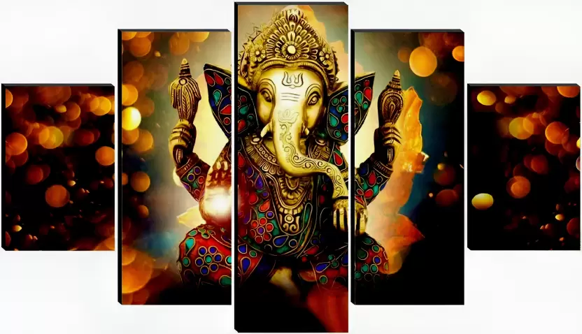 Lord Ganesha Art Print Self Adhesive MDF Painting Digital Reprint 18 inch x 30 inch Painting  (Without Frame, Pack of 5) – view 3
