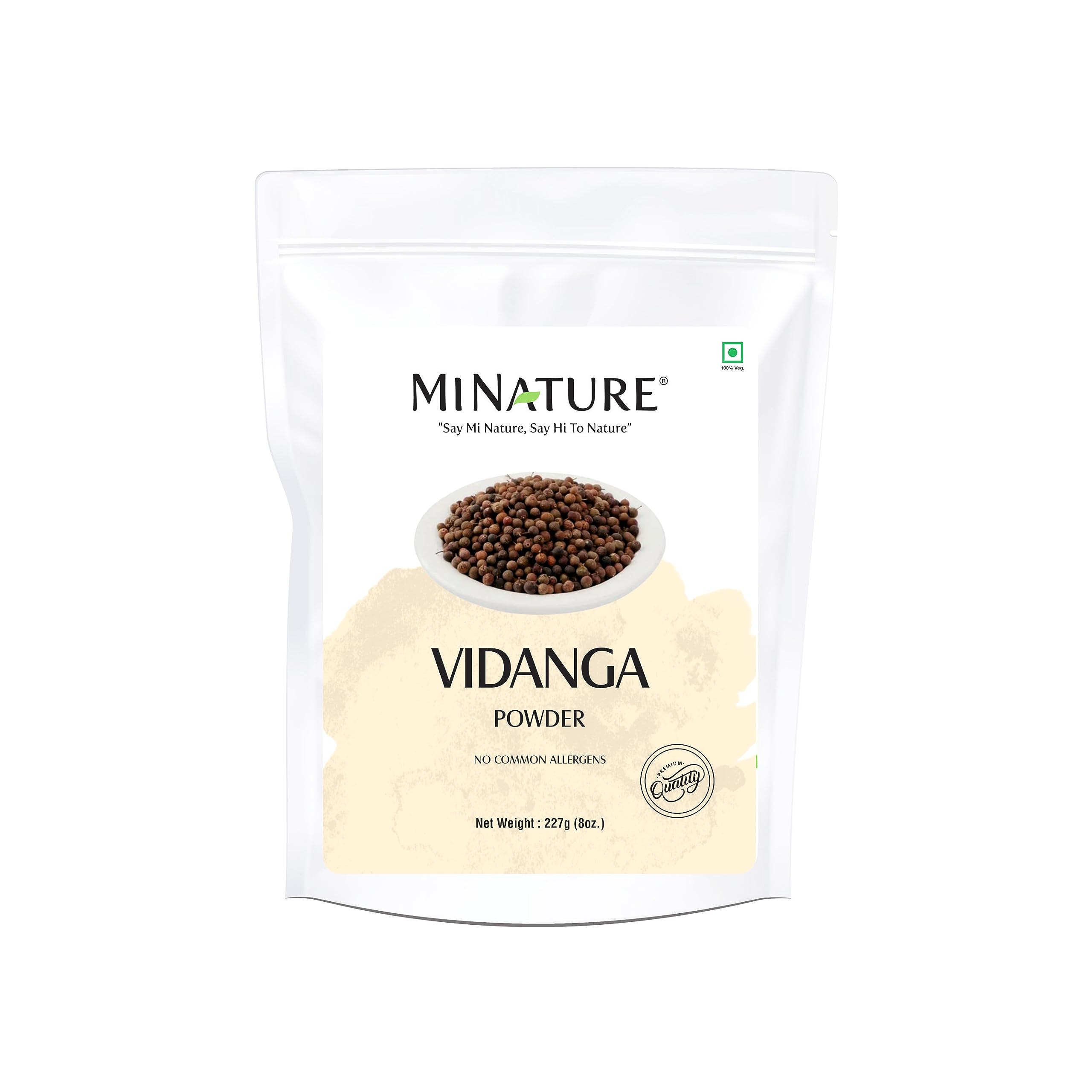 Front view of minature Vidanga Powder false black pepper pouch