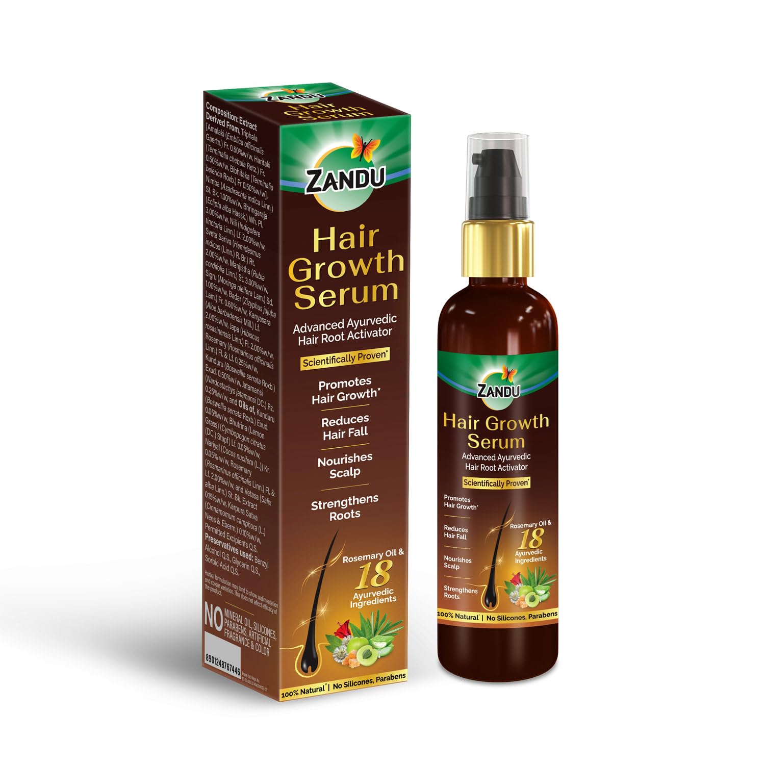 Zandu Ayurvedic Hair Growth Serum 200ml front bottle view