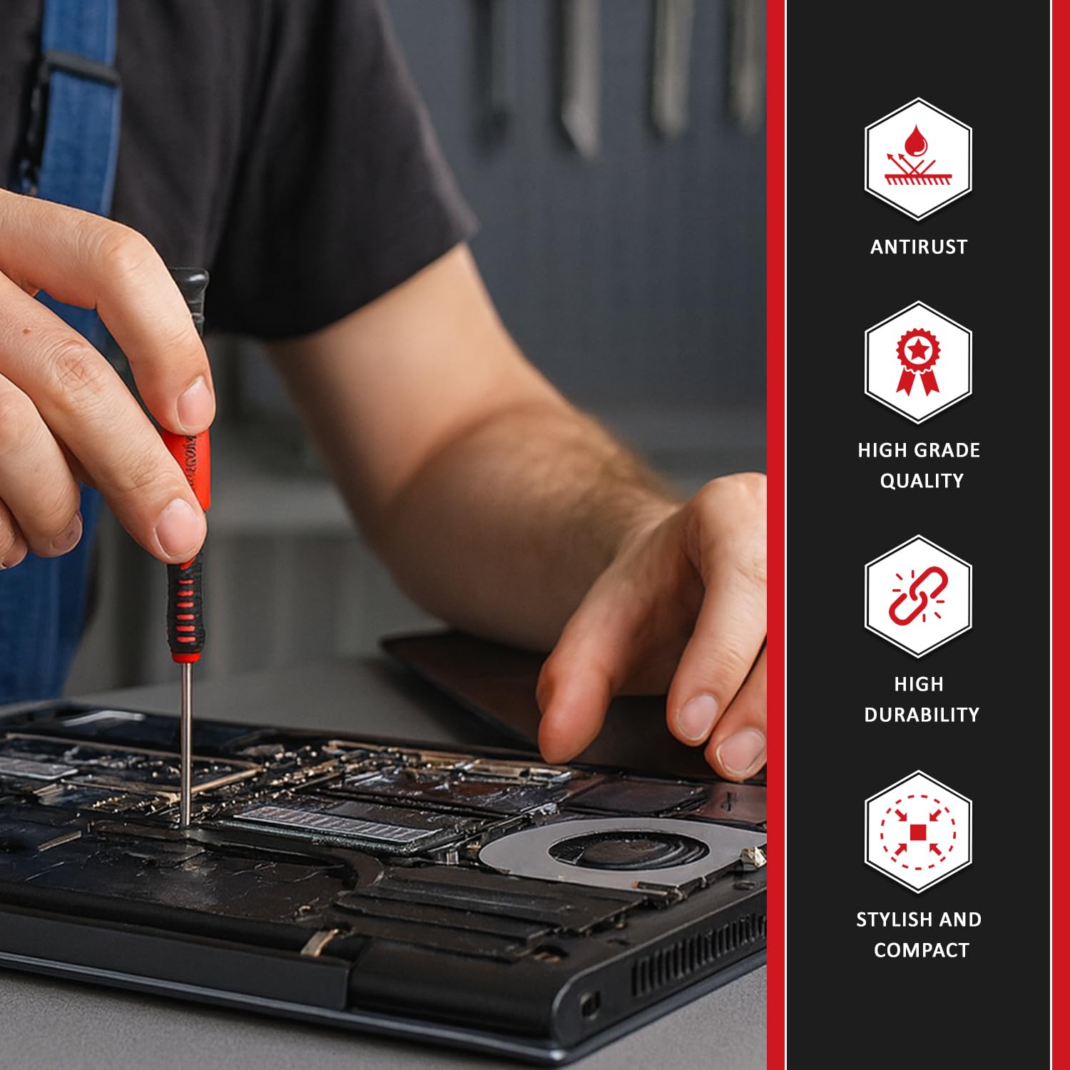 Spartan Screwdriver Set - 8Screwdrivers Includes Torx, Phillips 1.5 & 1.2, Flathead 2.0, Tri-Point 0.6 and 2Triangle Paddles, 2Mount Bars, 1Graver, 1Scraper, 2Tweezers (Spa-16Pcskit) – view 3