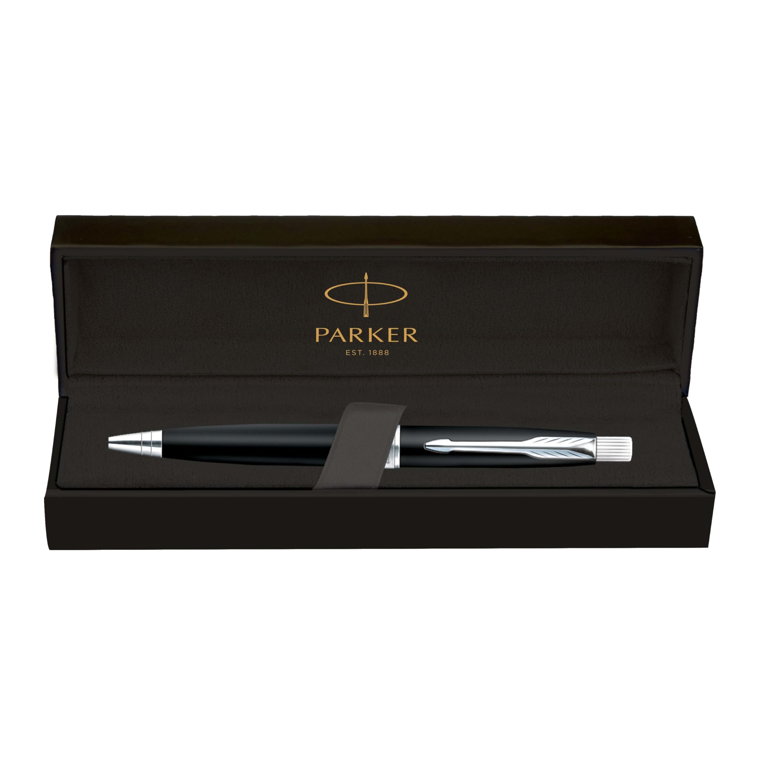 Matte black Parker ball pen with chrome trim details