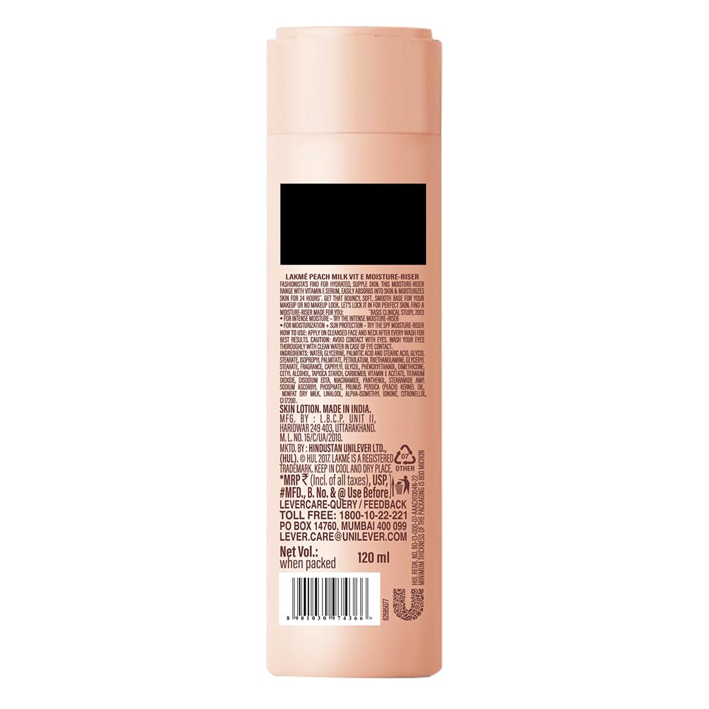 Lakme Peach Milk, Light Weight Moisturizer, 120ml, for Soft Glowing Skin, with Vitamin C, E & Peach Milk Extract, 12Hr Moisture Lock, Non-Oily, Non-Sticky Face Cream – view 2