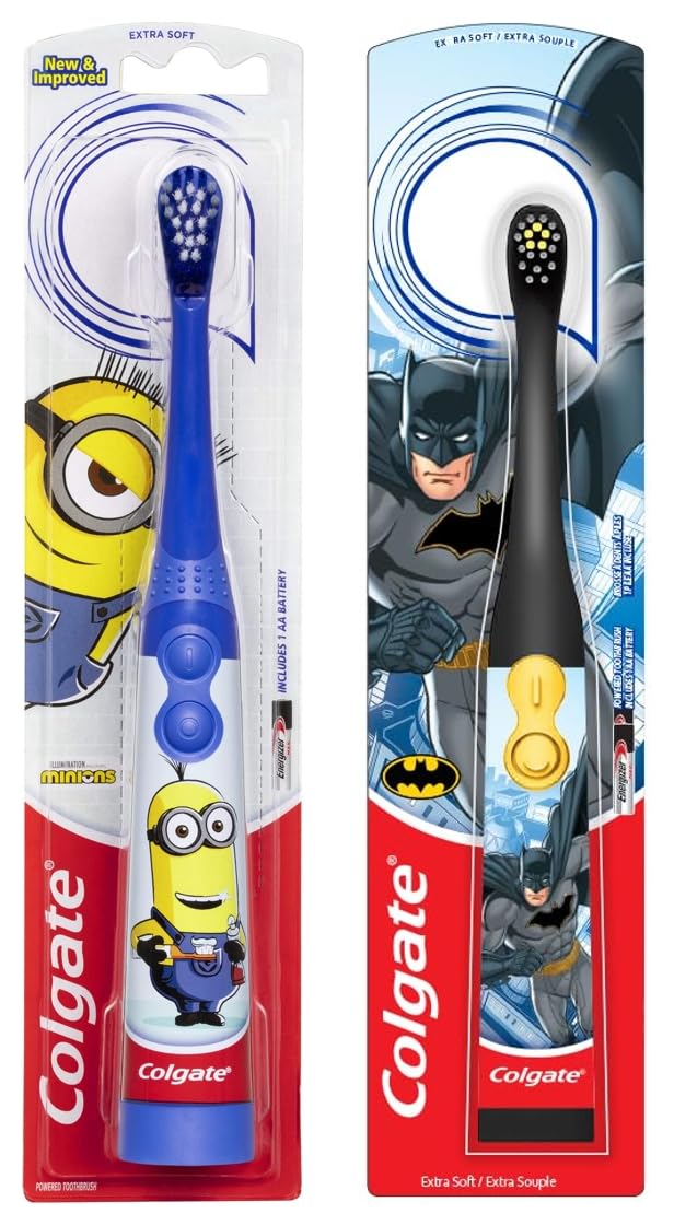 Yellow and black Colgate kids electric toothbrush with character styling