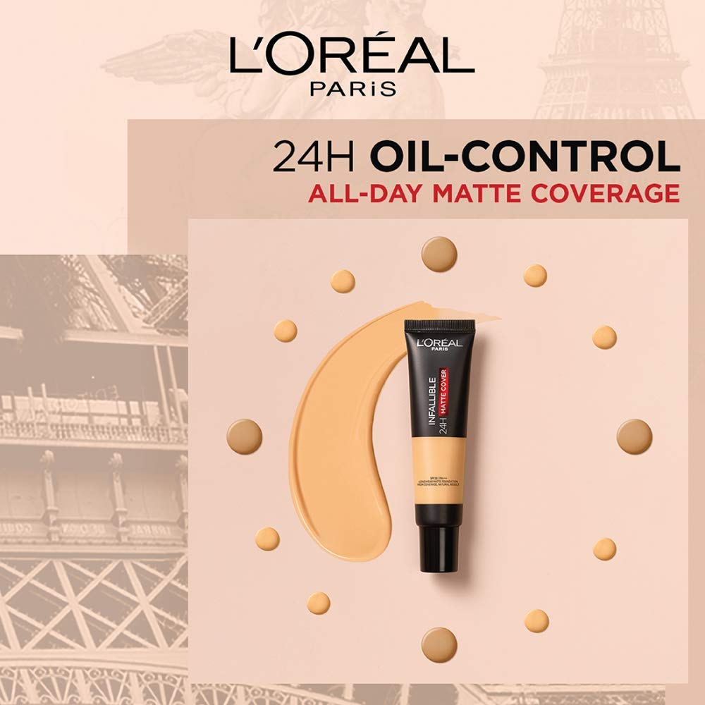 L'Oréal Paris Liquid Foundation, Waterproof, Sweatproof and Heatproof, Oil-Control, Infallible 24H Matte Cover, 147 Neutral Beige, 35 ml – view 5