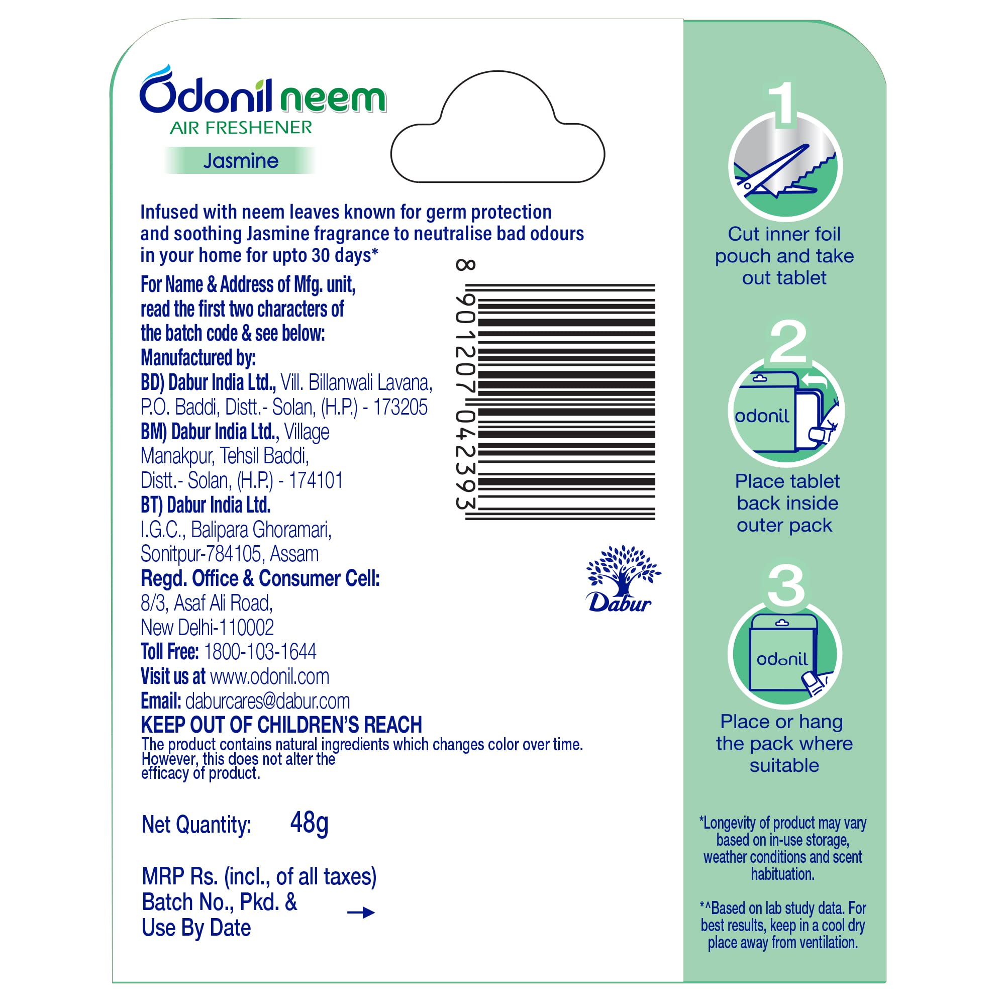 Odonil Bathroom Air Freshener Blocks Neem Jasmine Mist - 48gm – view 5