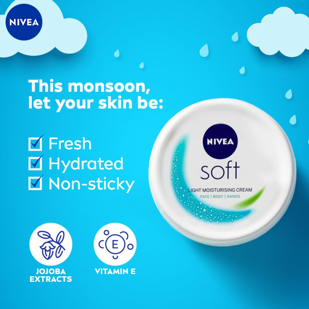 NIVEA Soft Light Moisturizer For Face, Hand & Body, Instant Hydration, Non-Greasy Cream With Vitamin E & Jojoba Oil, 200ml – view 4