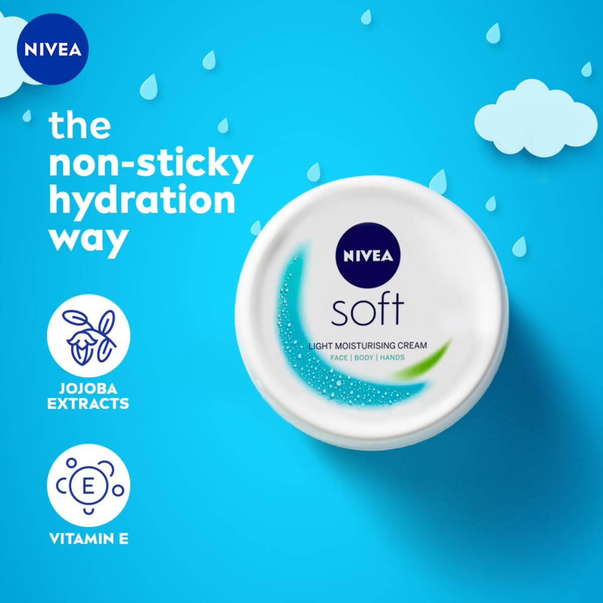NIVEA Soft Light Moisturizer For Face, Hand & Body, Instant Hydration, Non-Greasy Cream With Vitamin E & Jojoba Oil, 200ml – view 5