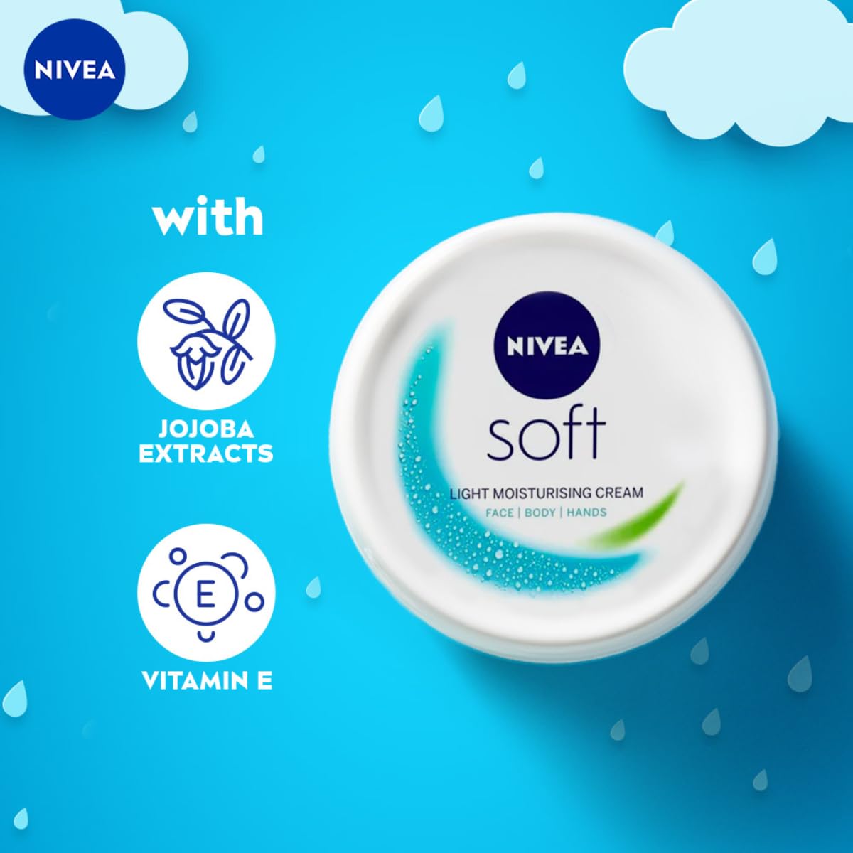 NIVEA Soft Light Moisturizer For Face, Hand & Body, Instant Hydration, Non-Greasy Cream With Vitamin E & Jojoba Oil, 200ml – view 6
