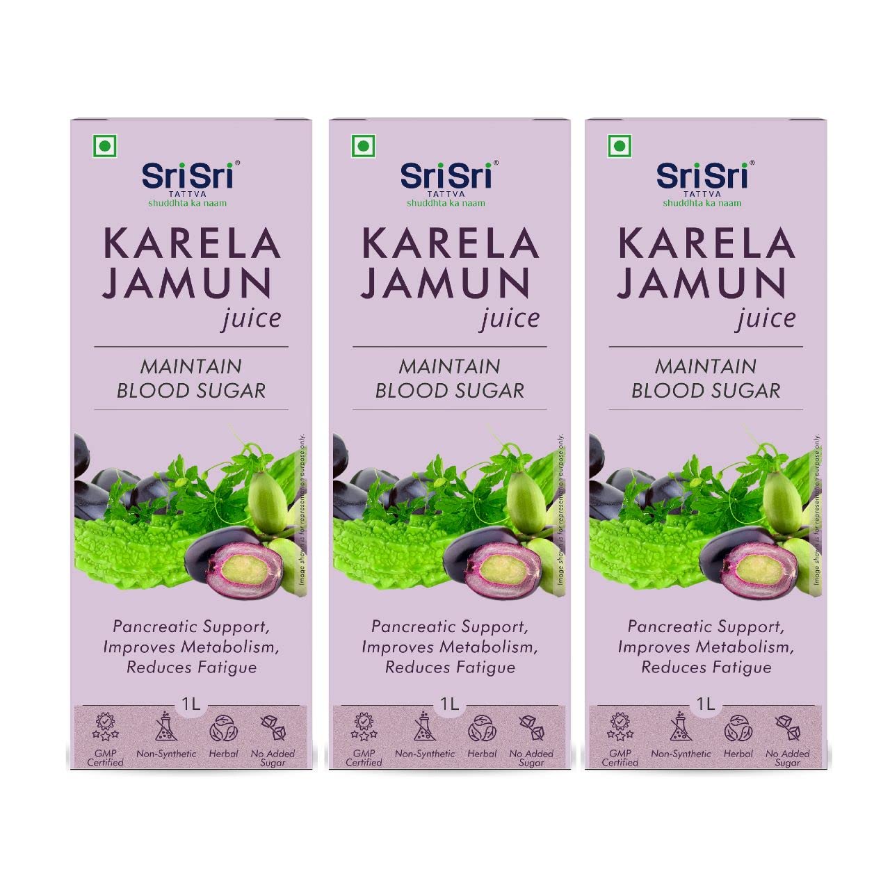 Front view of Sri Sri Ayurveda Karela Jamun Juice pack