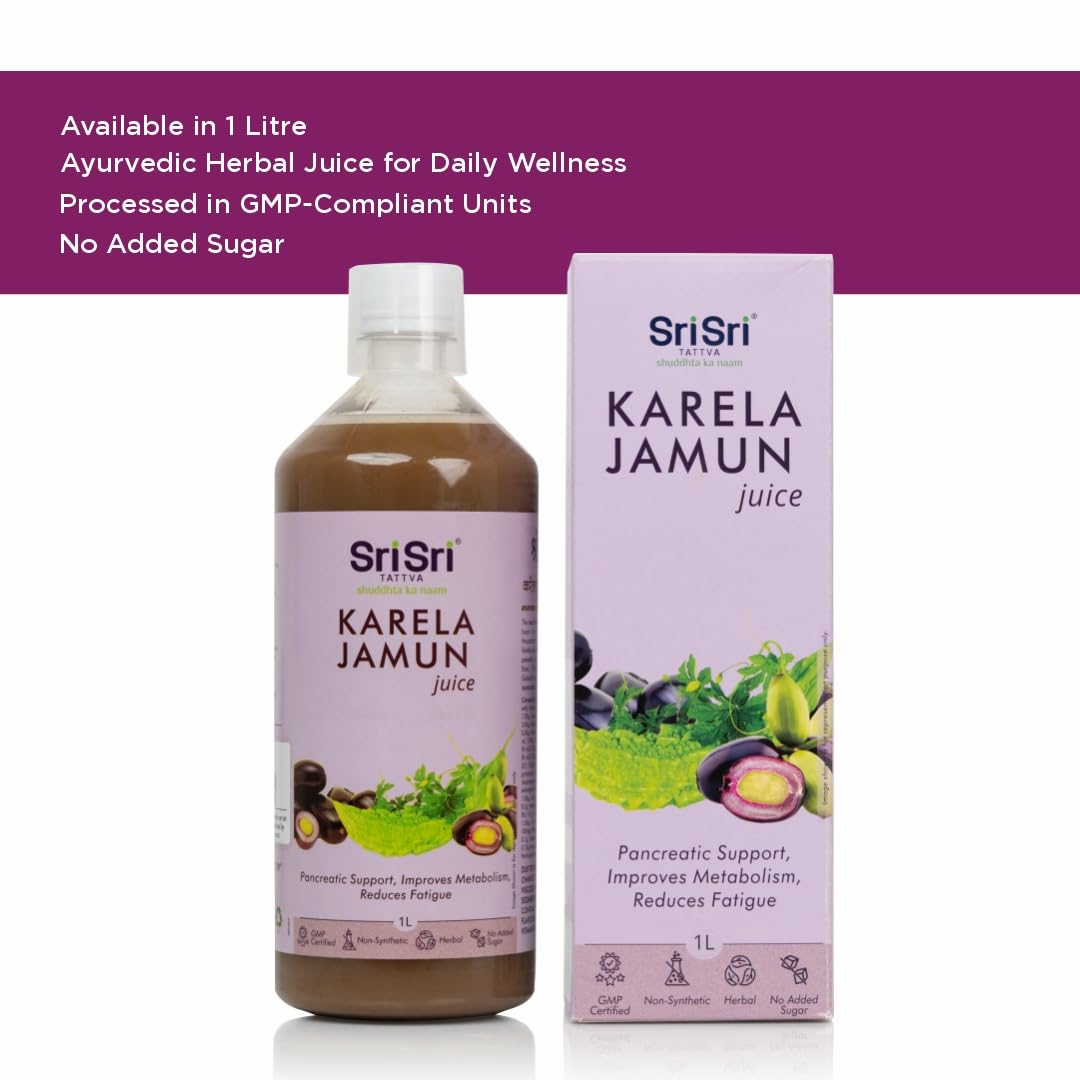 Sri Sri TATTVA shuddhta ka naam Sri Sri Tattva Karela Jamun Juice - Ayurvedic Juice to Help Maintain Healthy Sugar Levels - 100% Natural - No Added Sugar - 1000ml (Pack of 3) – view 4