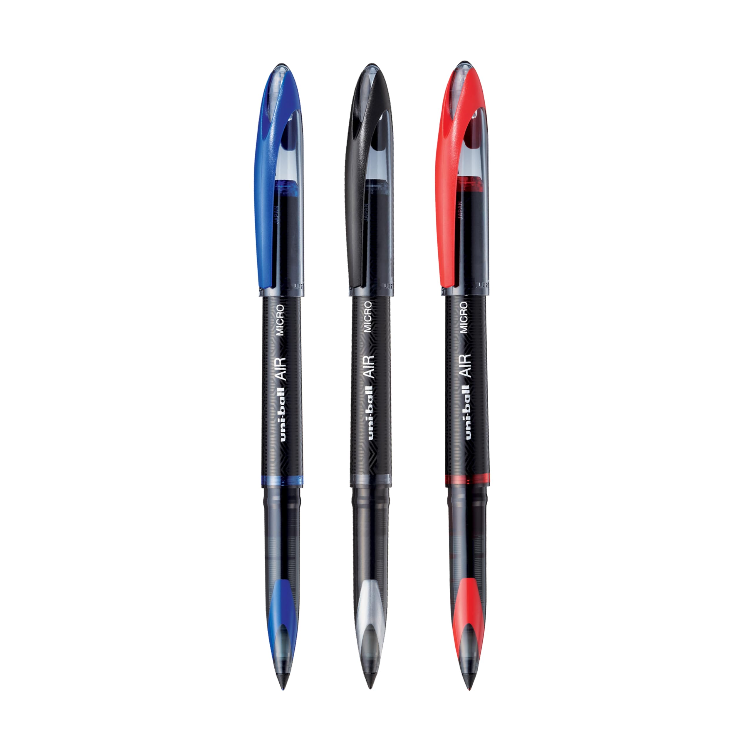 Assorted blue black red uni-ball Air 0.5mm roller ball pens