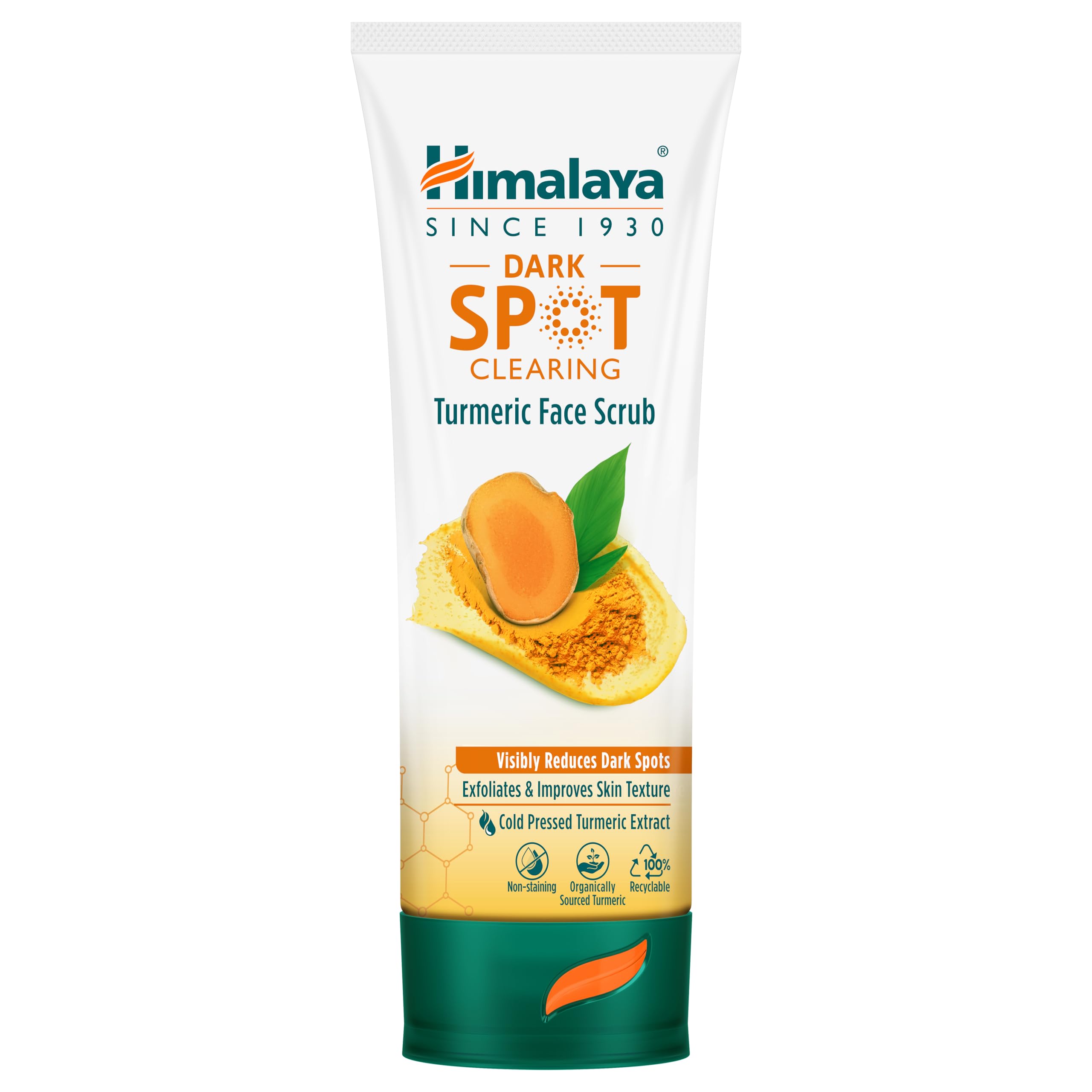 Front view of Himalaya turmeric face scrub 100 g tube