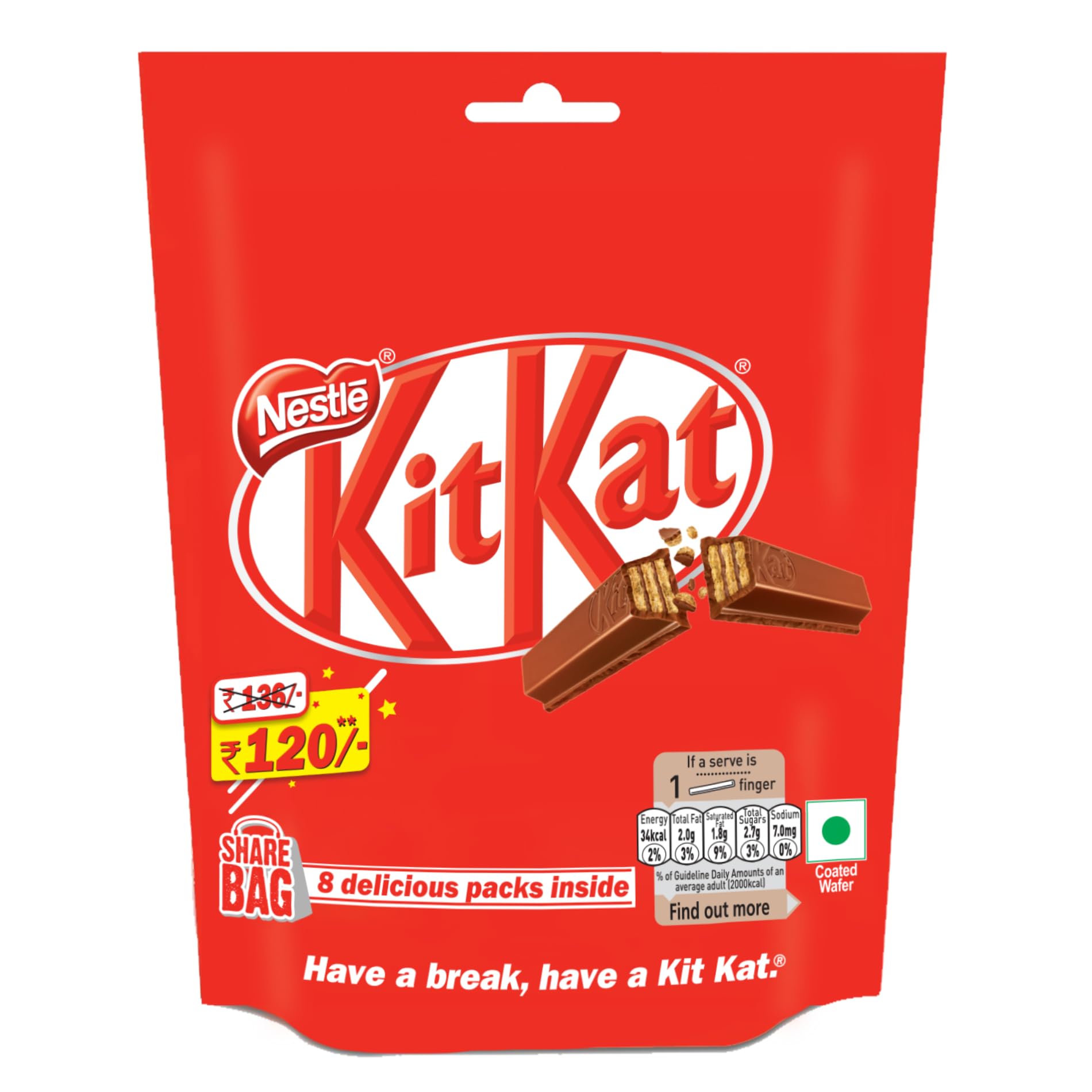 Kit Kat Minis chocolate wafer share pouch front pack view