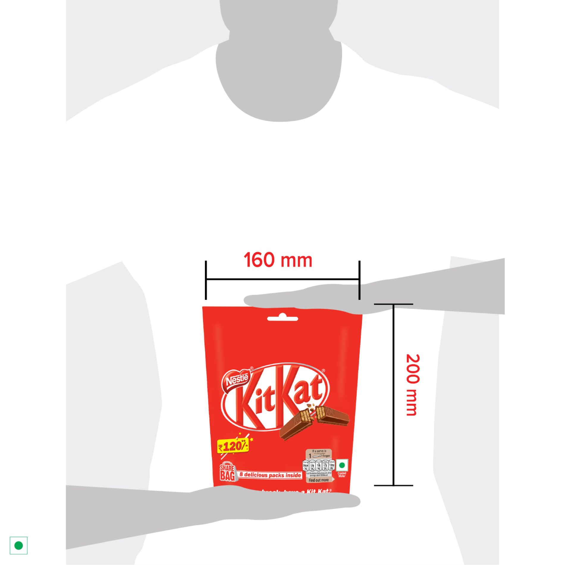 Nestle Kitkat 2 Finger Wafer Bar Sharebag, 8 Units - 15.4 g each – view 8