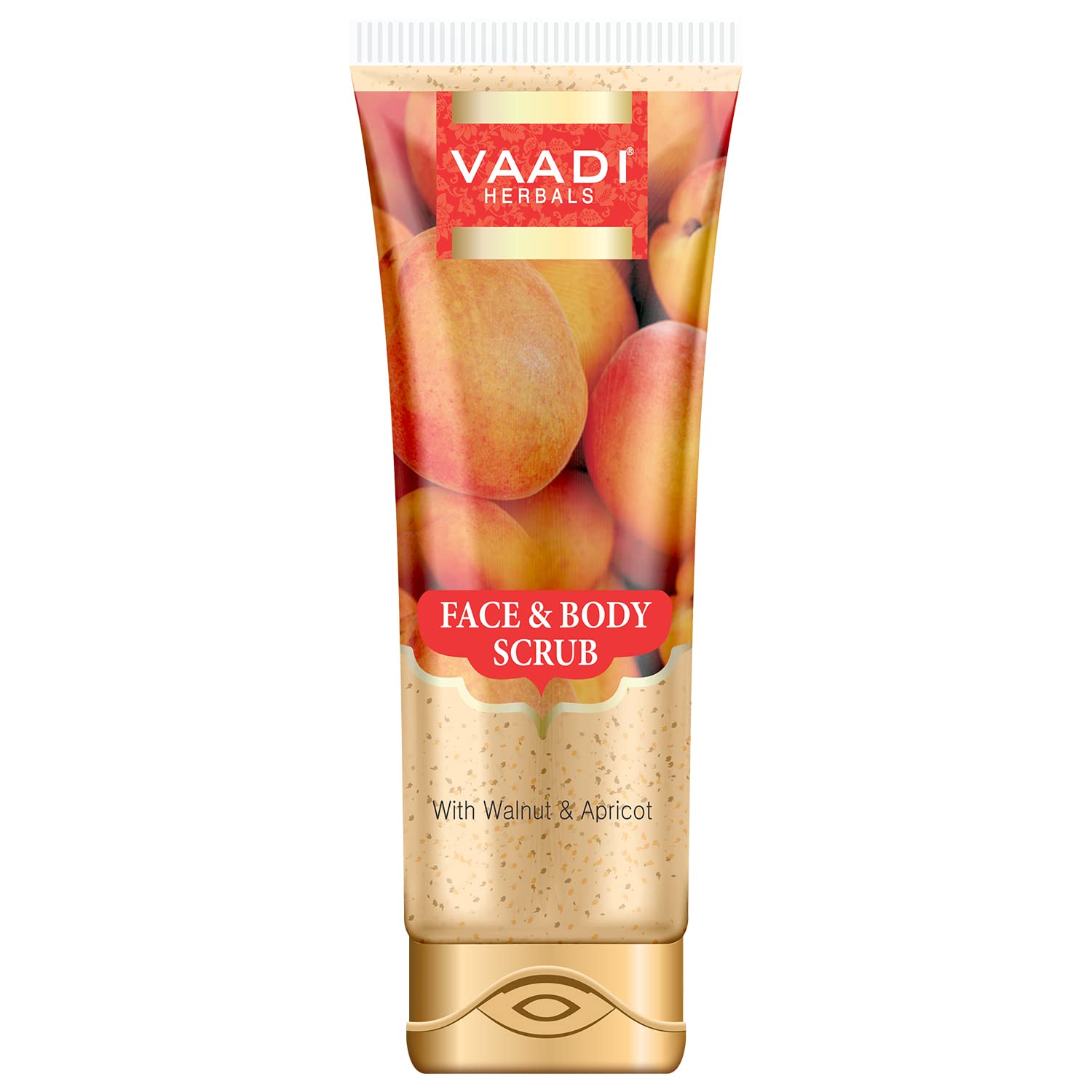 Vaadi Herbals face and body scrub with walnut apricot packaging