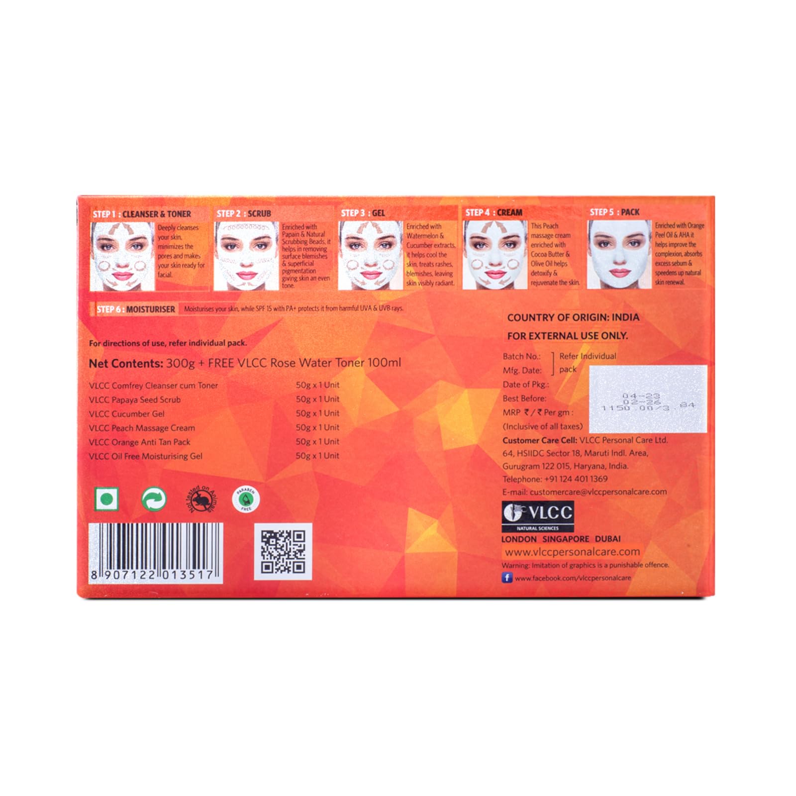 VLCC Papaya Fruit Facial Kit with FREE Rose Water Toner - 300g + 100ml – view 9