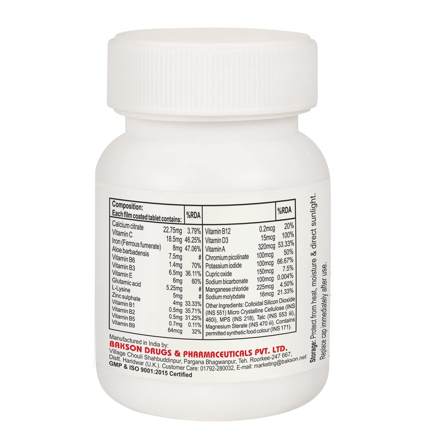 Bakson's Vitamin D Plus, Promotes Calcium Absorption, Bone Health, Muscle Strength & Boosts Immunity – view 2