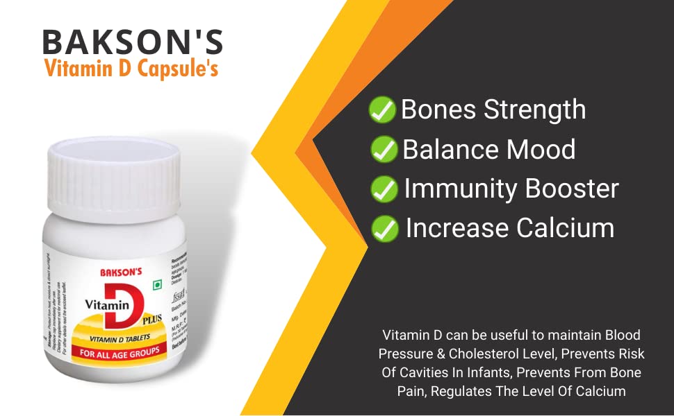 Bakson's Vitamin D Plus, Promotes Calcium Absorption, Bone Health, Muscle Strength & Boosts Immunity – view 4