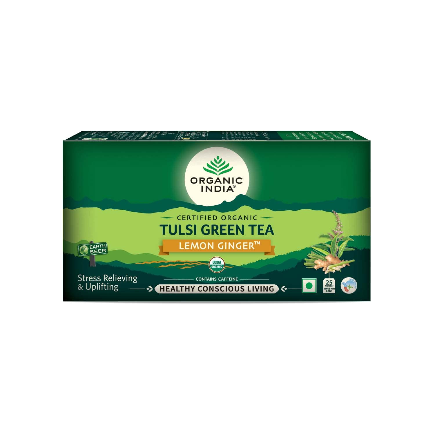 Organic India Tulsi Green Tea, Lemon Ginger - 18 Tea Bags – view 2