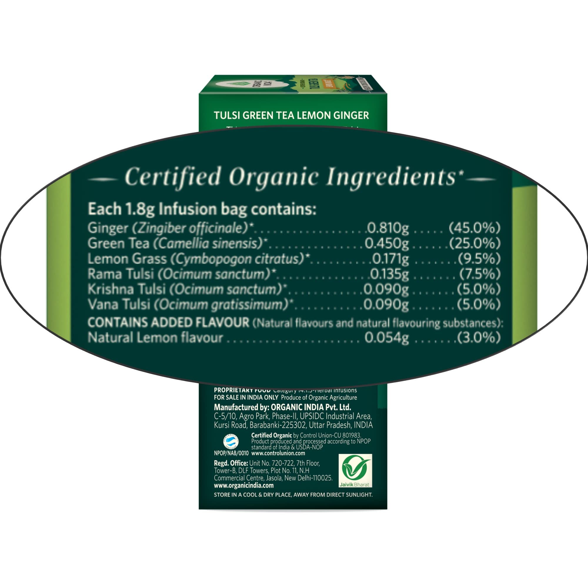 Organic India Tulsi Green Tea, Lemon Ginger - 18 Tea Bags – view 3