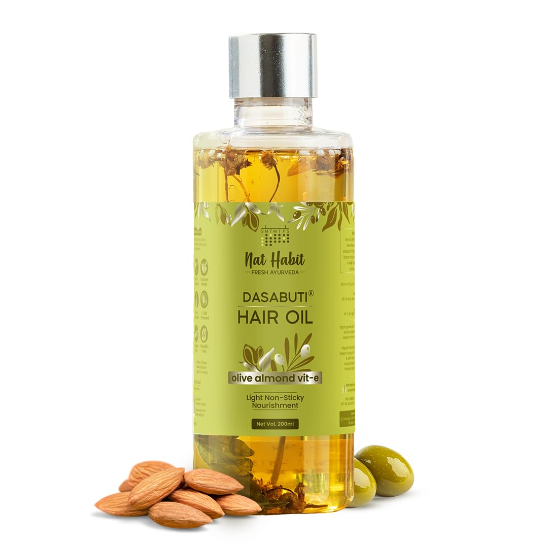 Nat Habit Olive Almond hair oil bottle for all hair types