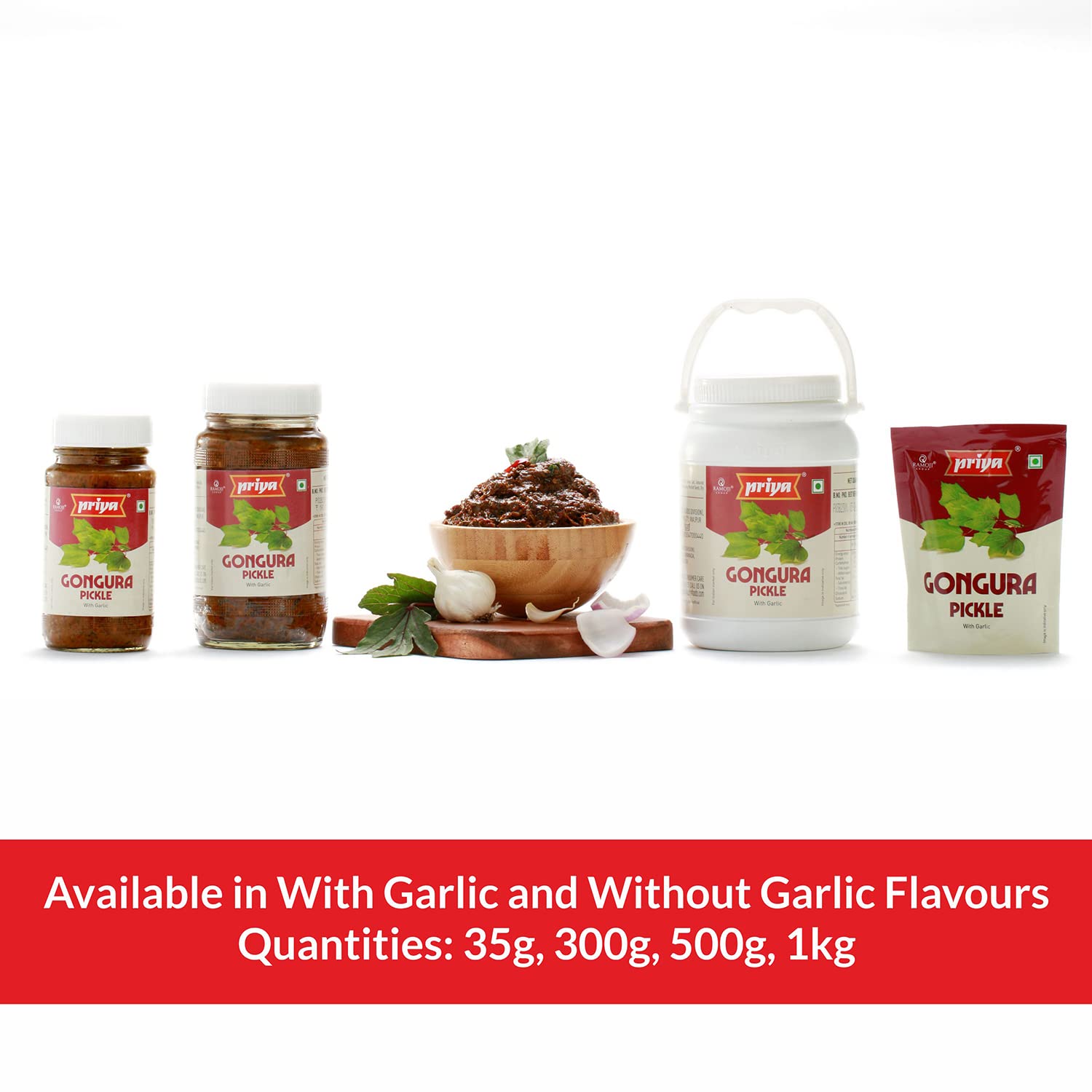 Priya Gongura Pickle with Garlic, 300g - Authentic Telugu Style Achar – view 3