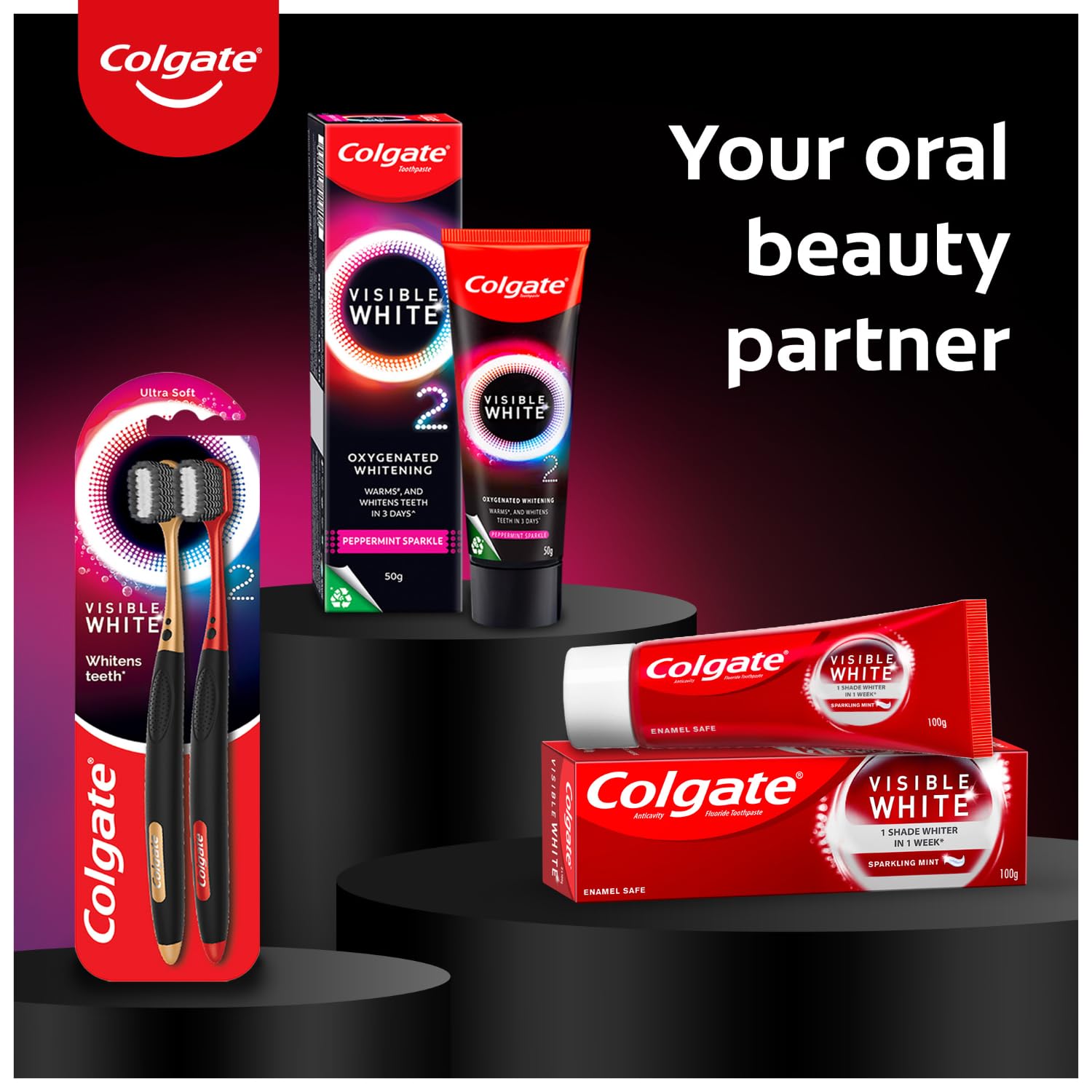 Colgate Visible White O2, Teeth Whitening Toothpaste (50g) for noticeably whiter teeth starting in 3 days. Aromatic Mint with Active Technology, Enamel Safe Teeth Whitening – view 7