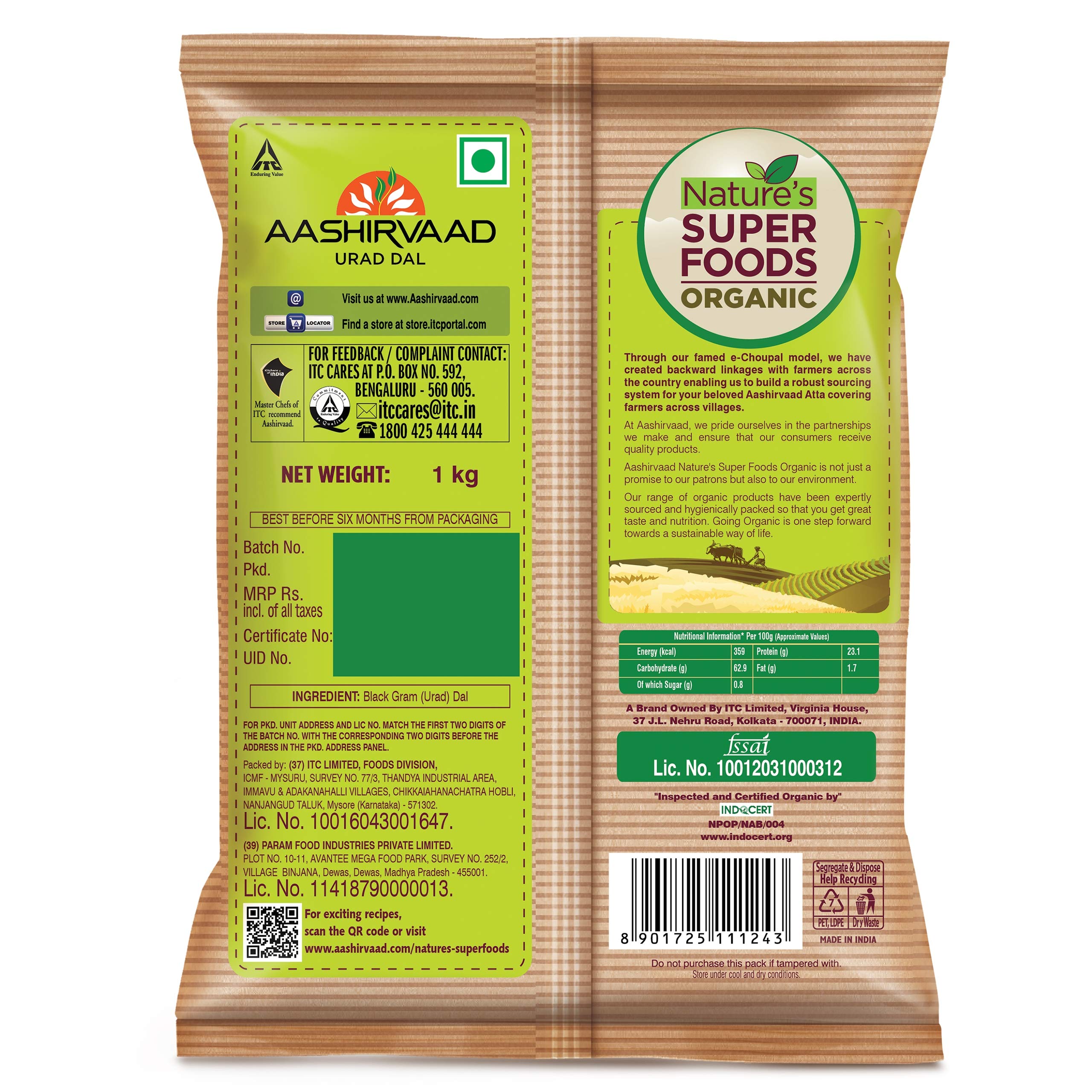 Aashirvaad Svasti Ghee PET, 1 L & Aashirvaad Organic Urad Dal Split, 1 Kg – view 6