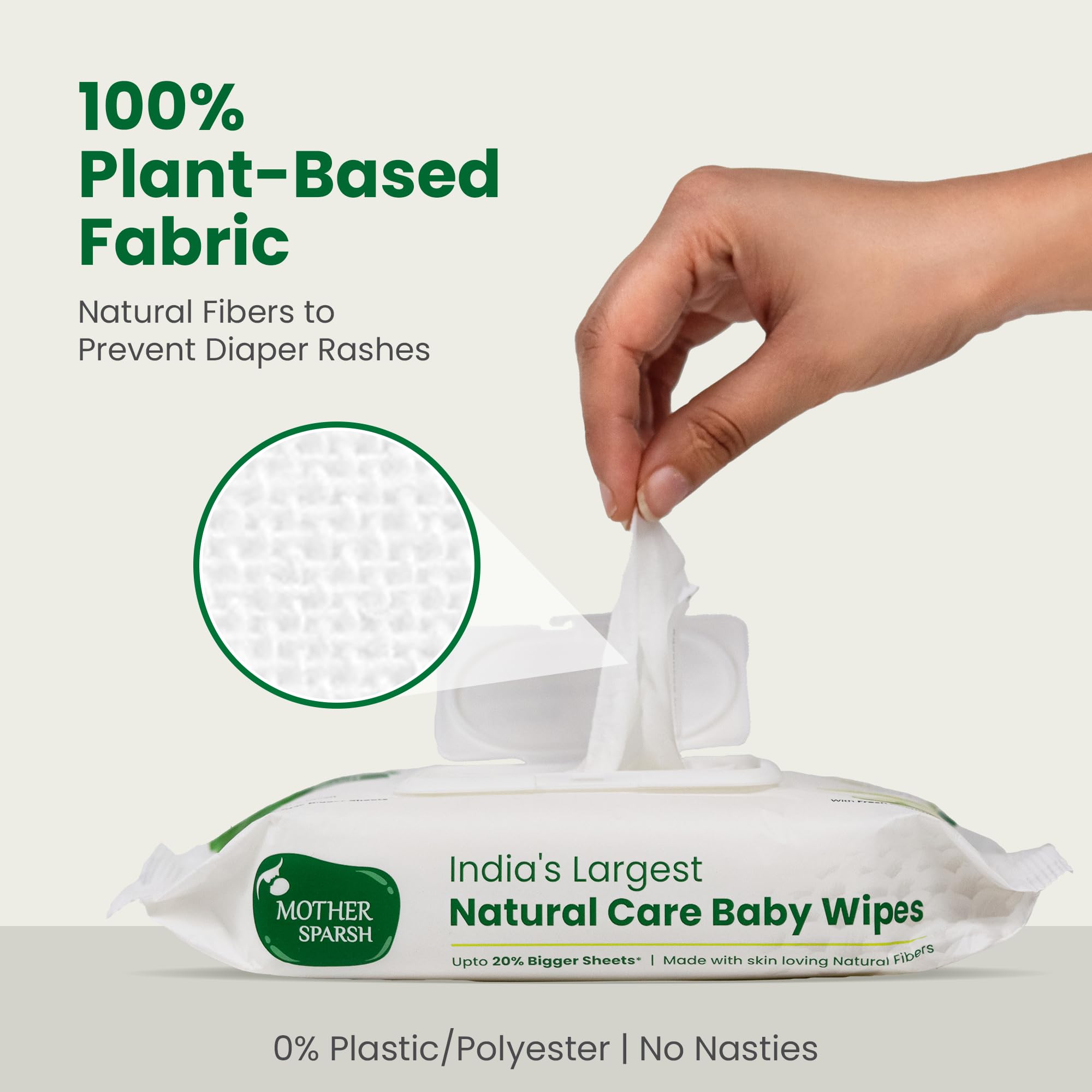 Mother Sparsh Natural Care Baby Wipes I 100% Plant Made Fabric From Forest Land – view 4