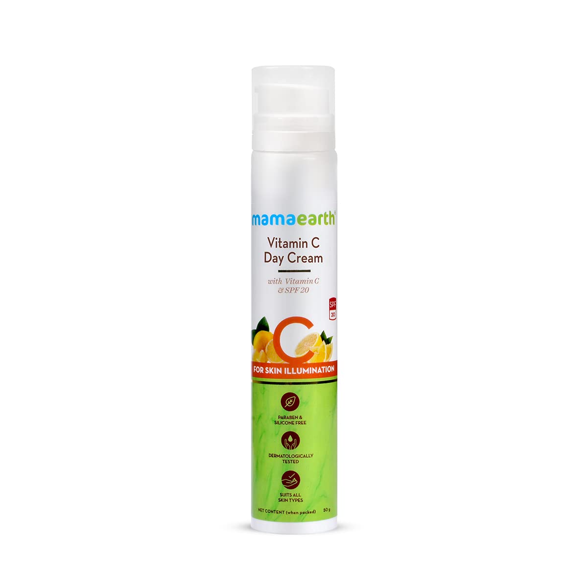 Front view of Mamaearth Vitamin C Day Cream 50g tube